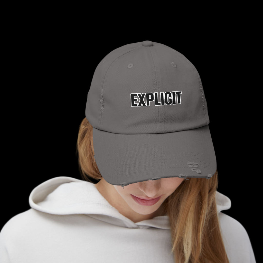 Explicit Distressed Cap: Unisex Casual Streetwear Hat