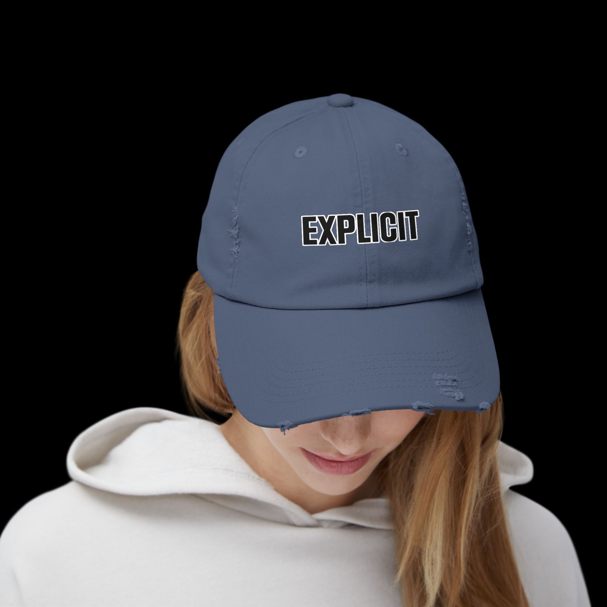Explicit Distressed Cap: Unisex Casual Streetwear Hat