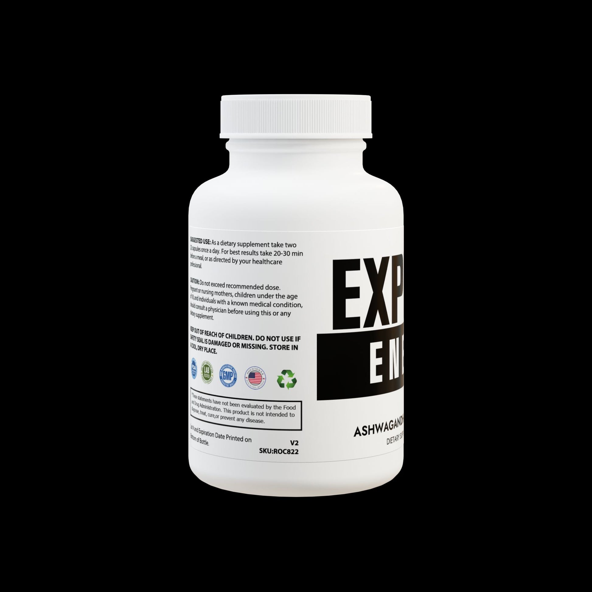 Explicit Energy Ashwagandha & Black Pepper Supplement: Stress Relief & Vitality (60 Capsules)