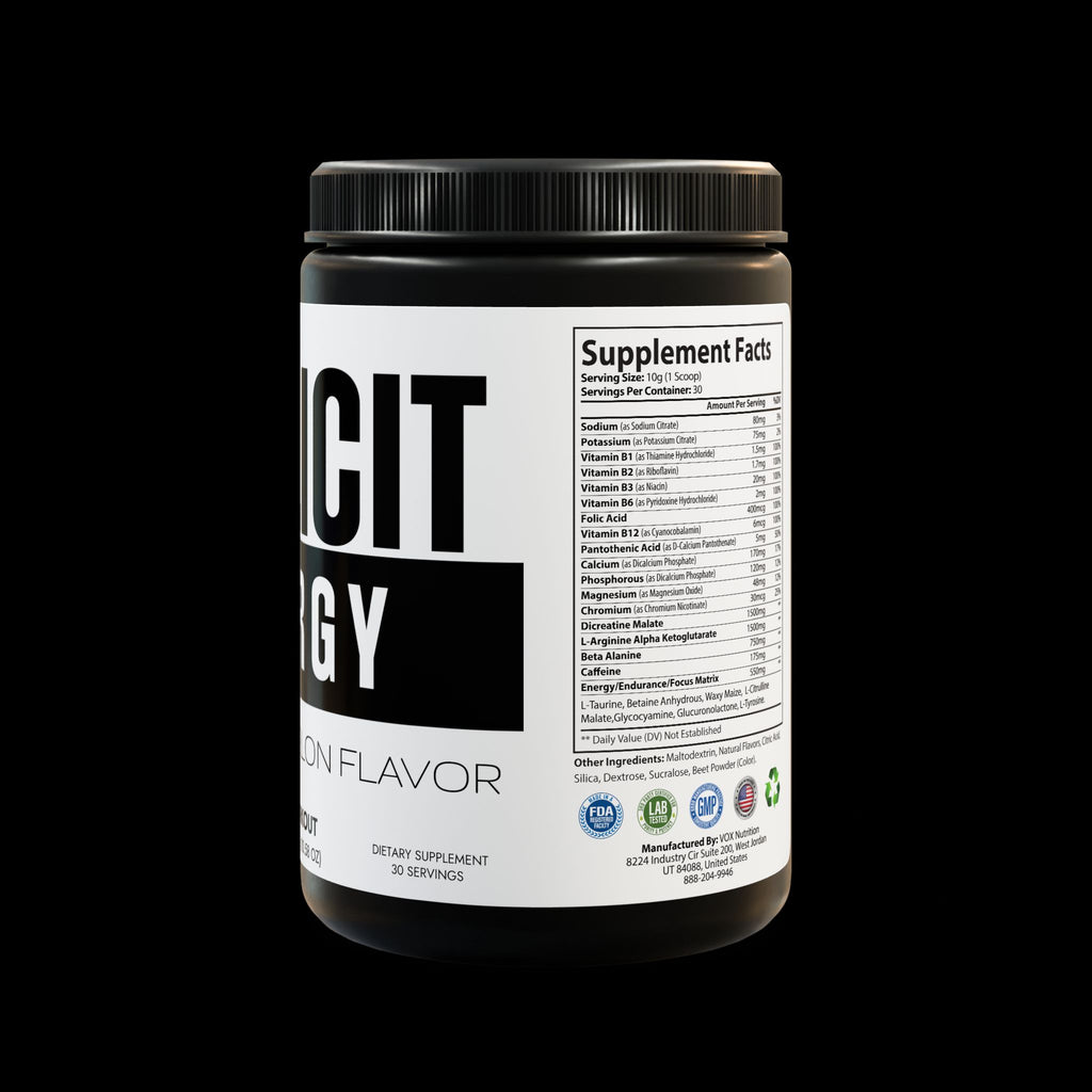 Explicit Energy Pre-Workout Supplement Watermelon: Performance, Pump & Energy (300g, 10.58oz)