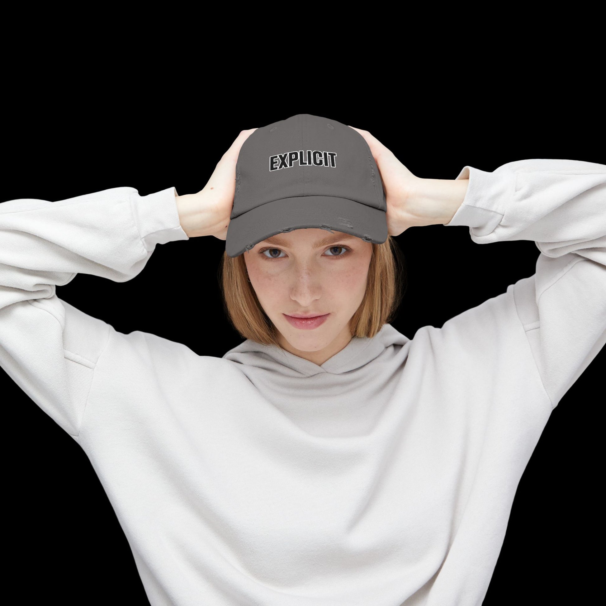 Explicit Distressed Cap: Unisex Casual Streetwear Hat