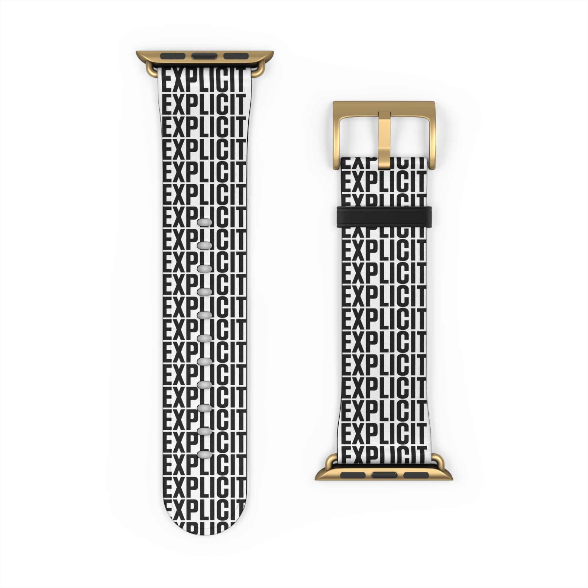 Explicit Watch Band: Faux Leather with "Explicit" Print for Apple Watch