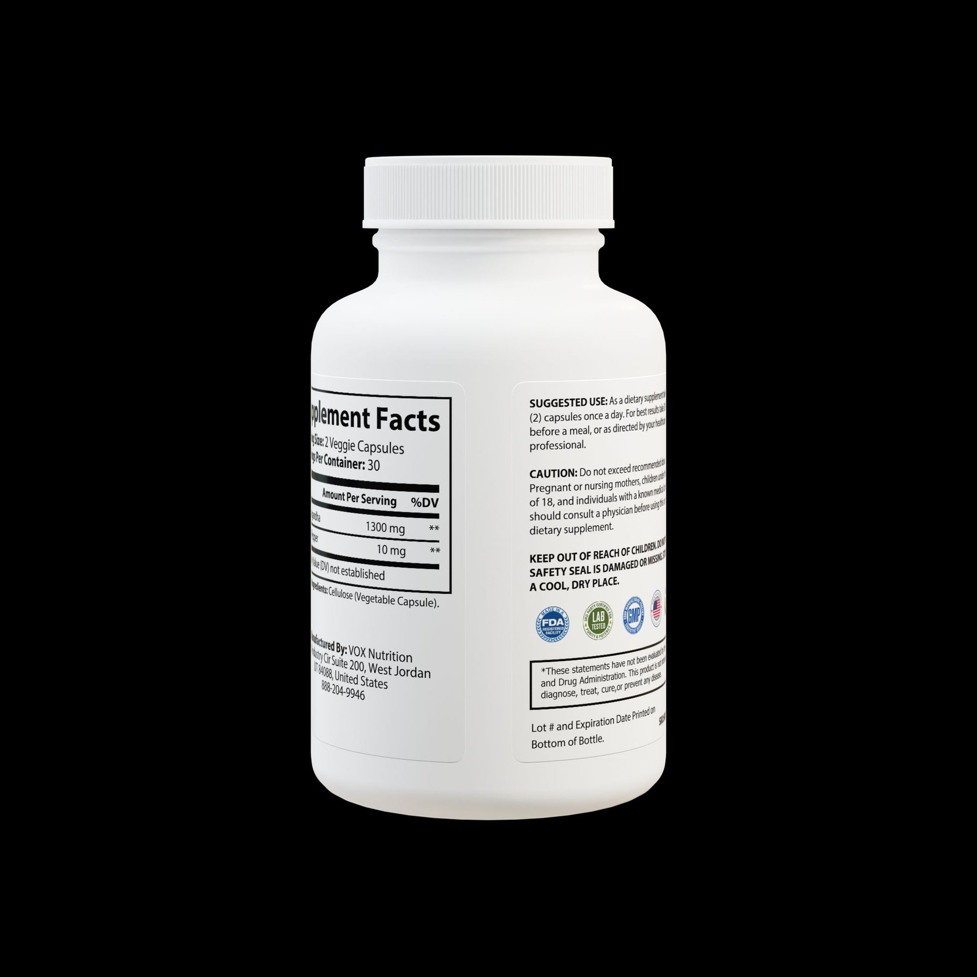 Explicit Energy Ashwagandha & Black Pepper Supplement: Stress Relief & Vitality (60 Capsules)