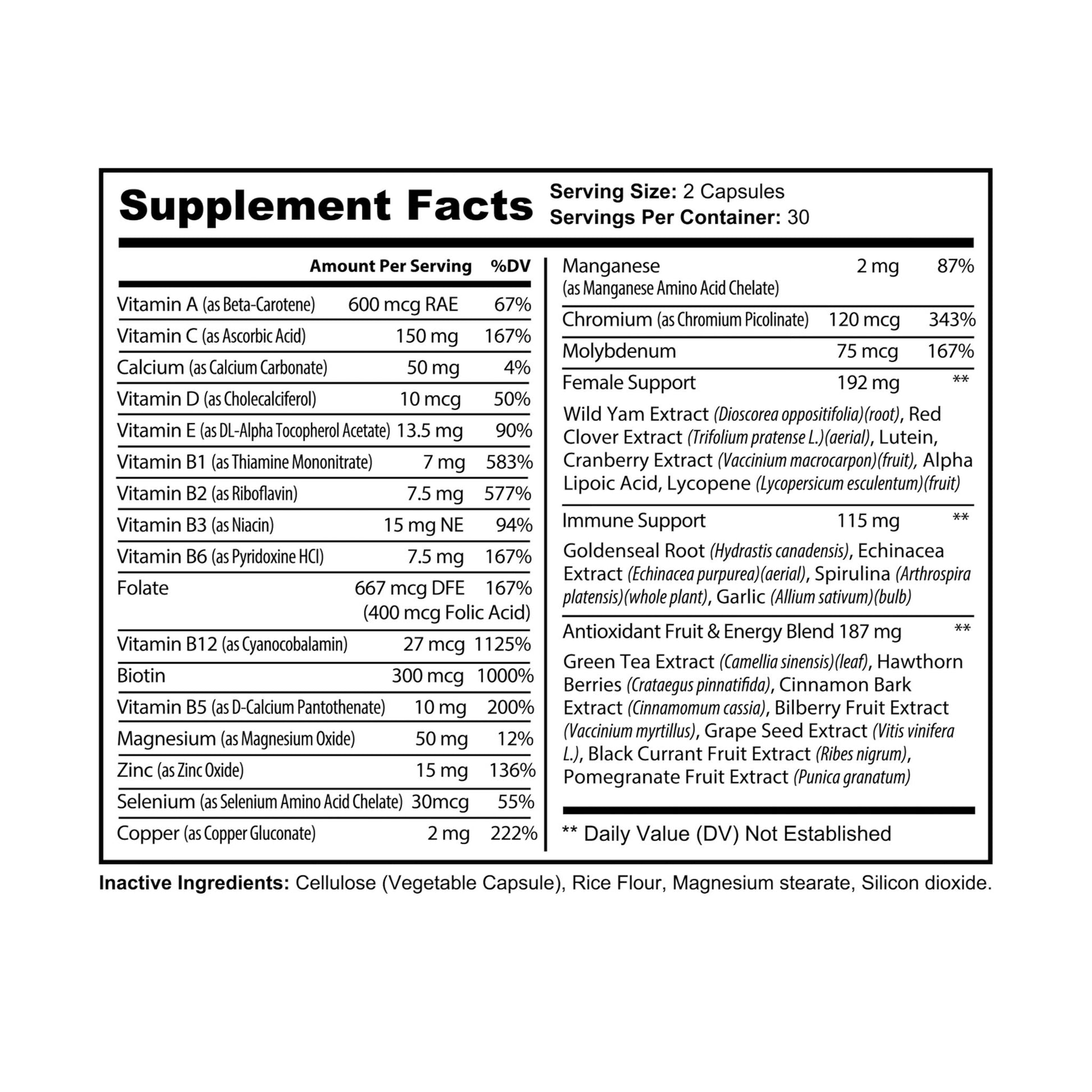 Explicit Energy Multivitamin for Women: Daily Health & Hormone Support (60 Capsules)