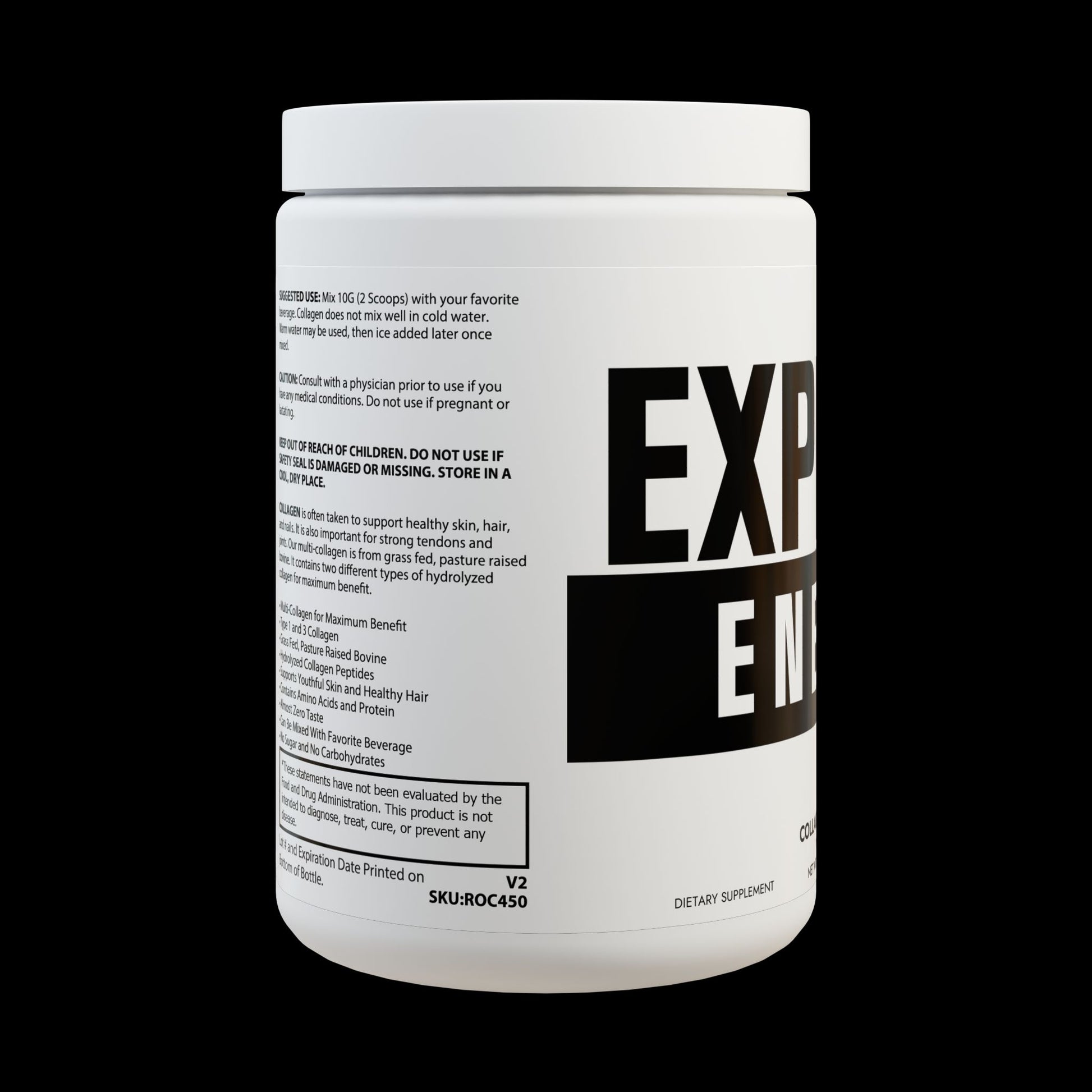Explicit Energy Collagen Peptides Type I & III: Skin, Hair & Joint Support (350g, 12.3oz)