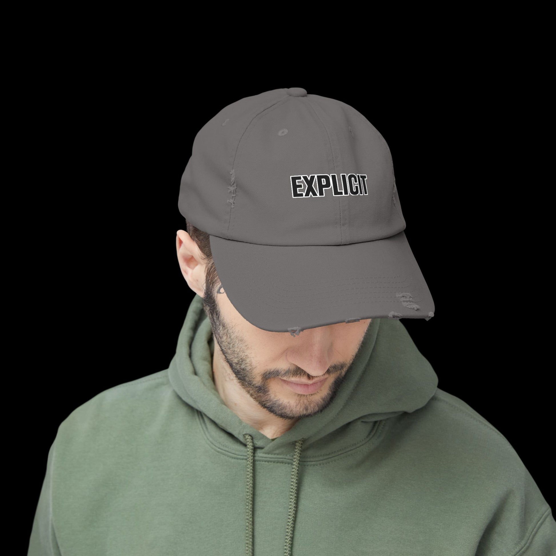 Explicit Distressed Cap: Unisex Casual Streetwear Hat