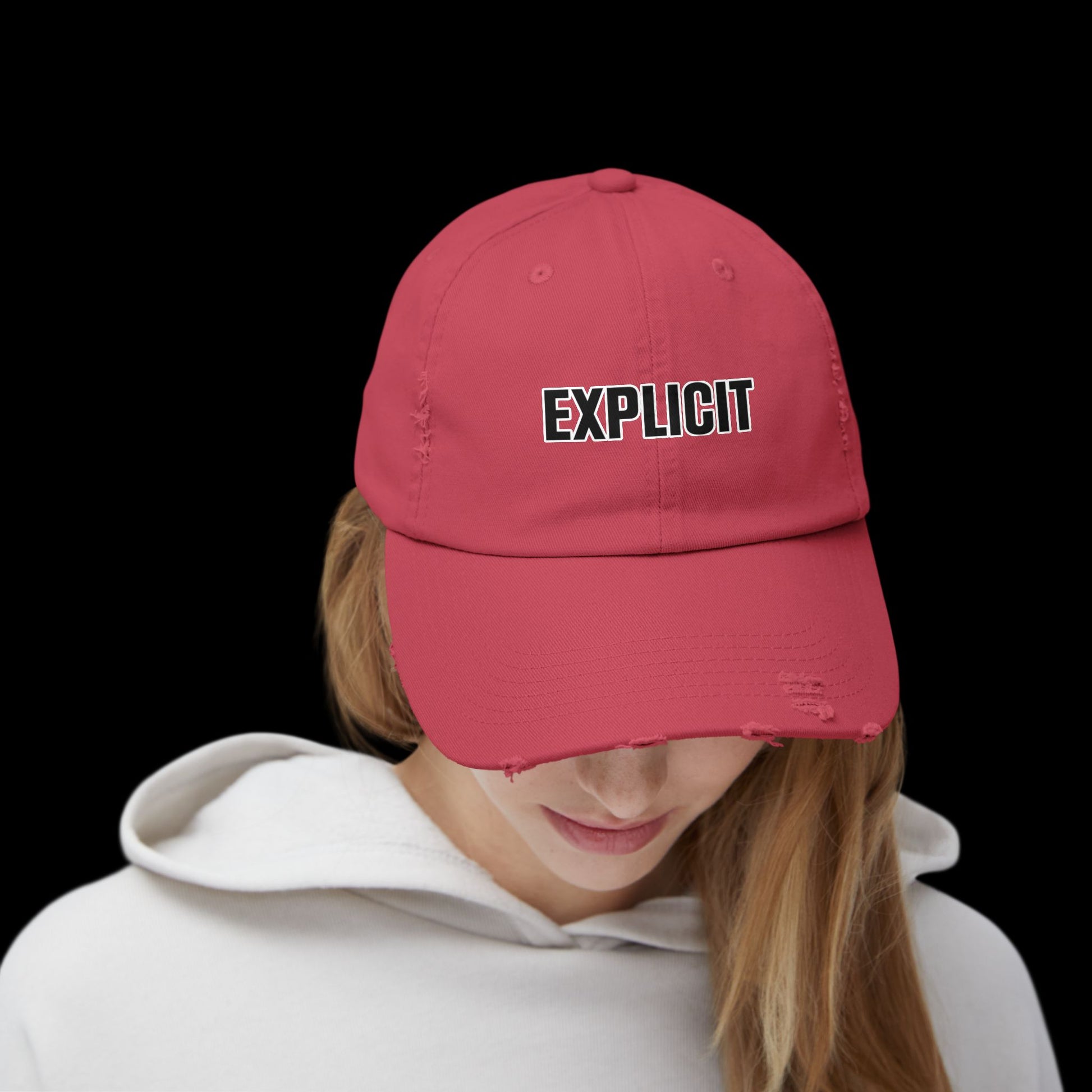 Explicit Distressed Cap: Unisex Casual Streetwear Hat