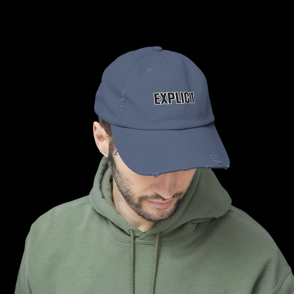 Explicit Distressed Cap: Unisex Casual Streetwear Hat