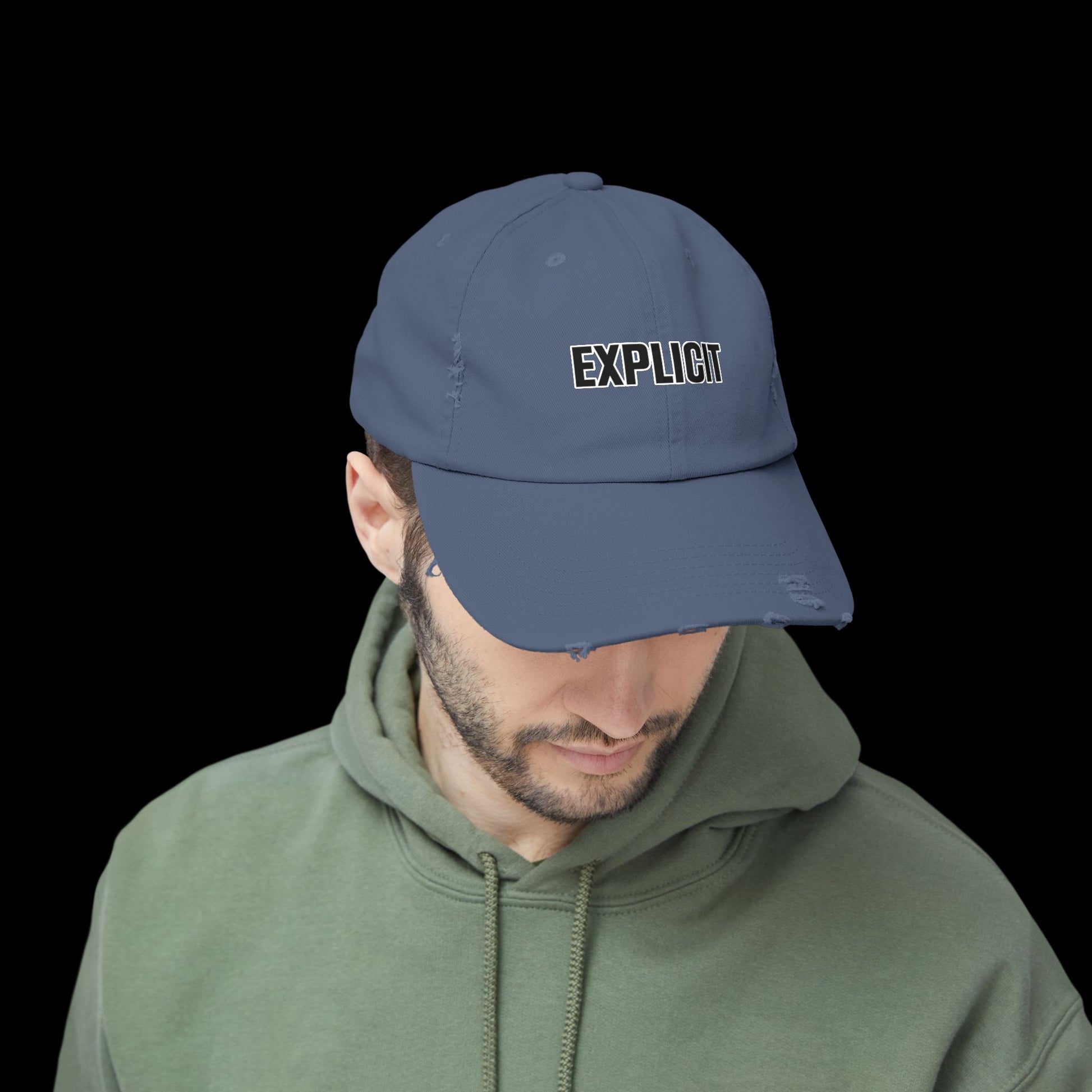 Explicit Distressed Cap: Unisex Casual Streetwear Hat