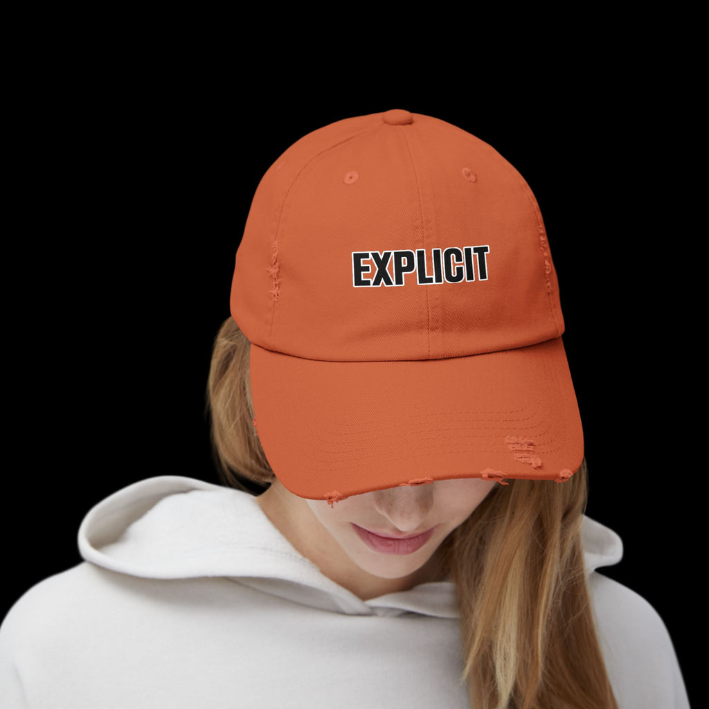 Explicit Distressed Cap: Unisex Casual Streetwear Hat