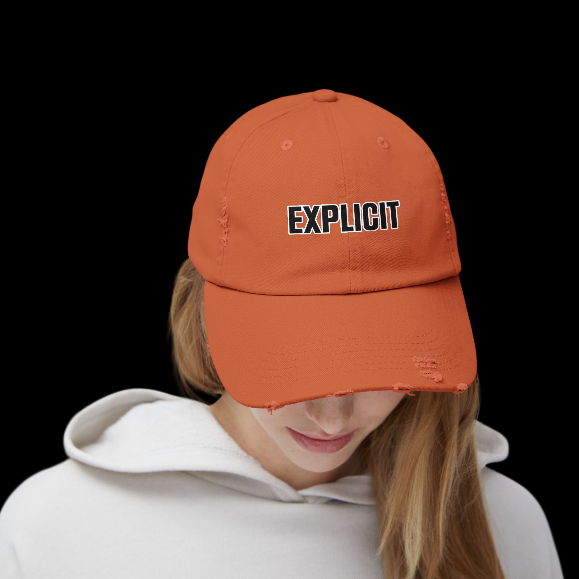 Explicit Distressed Cap: Unisex Casual Streetwear Hat