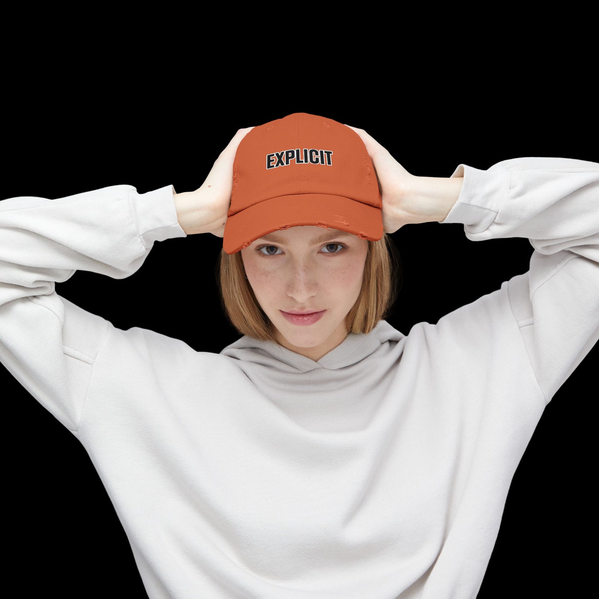 Explicit Distressed Cap: Unisex Casual Streetwear Hat