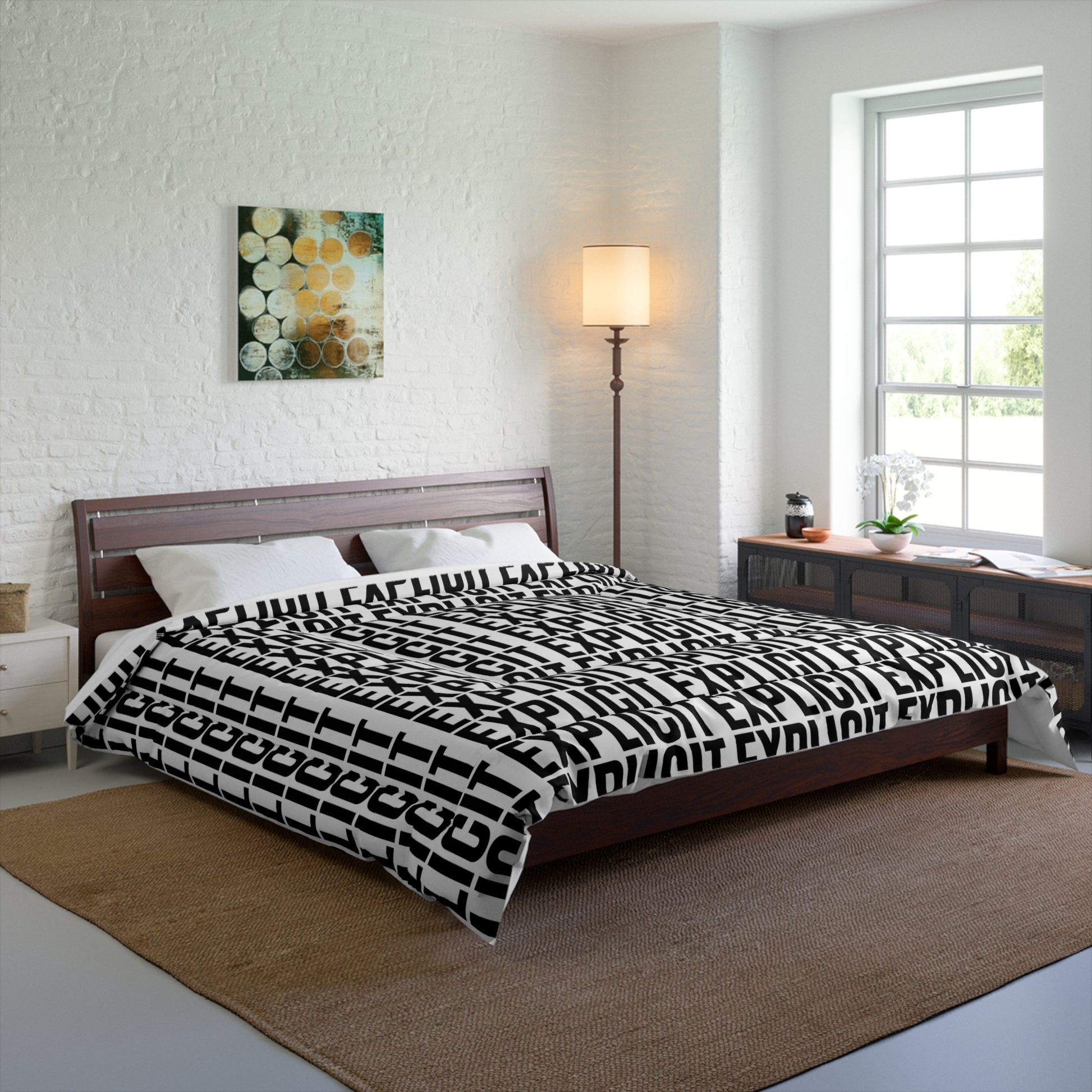 Explicit Letter Printed Comforter: Modern Bedroom Decor, Statement Piece
