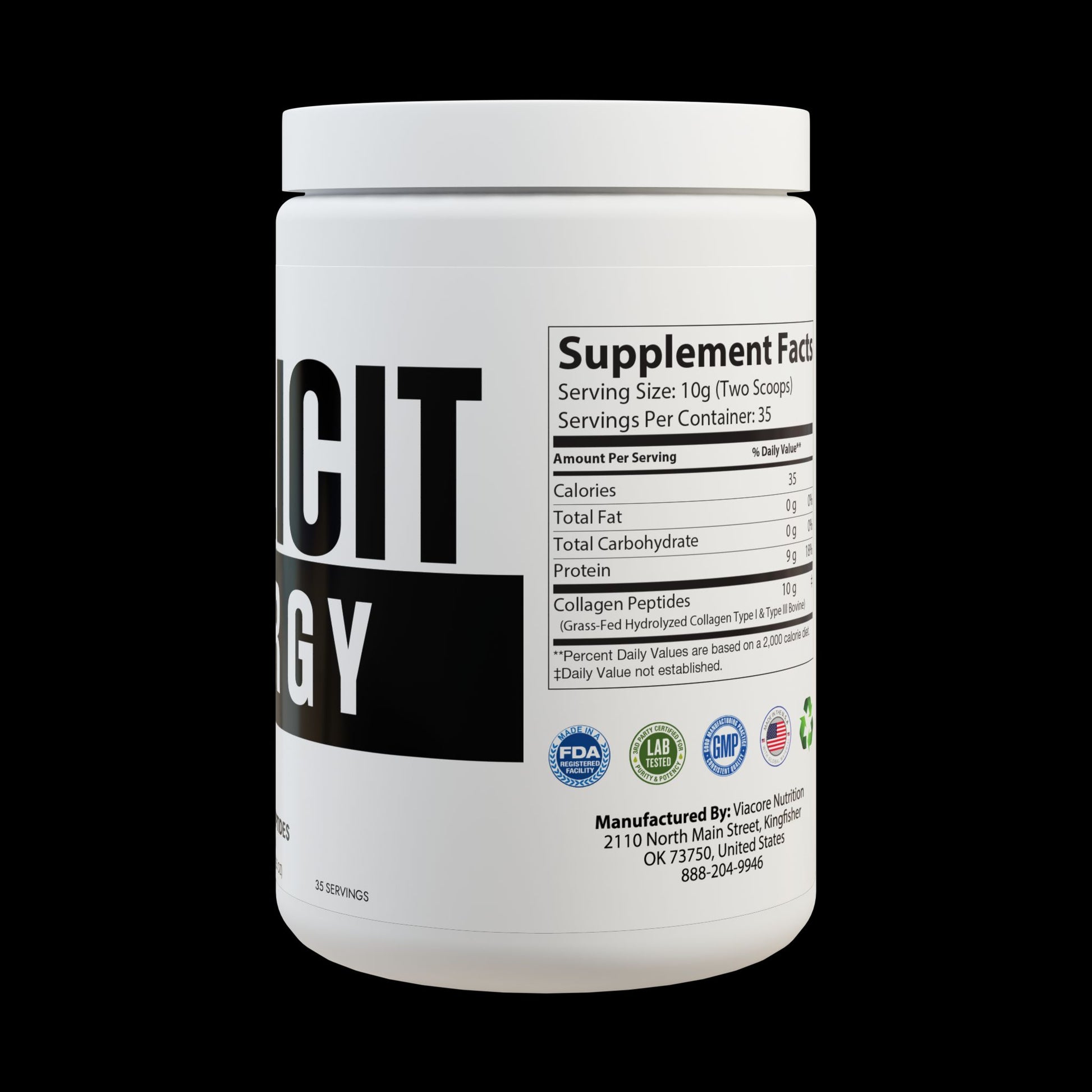 Explicit Energy Collagen Peptides Type I & III: Skin, Hair & Joint Support (350g, 12.3oz)