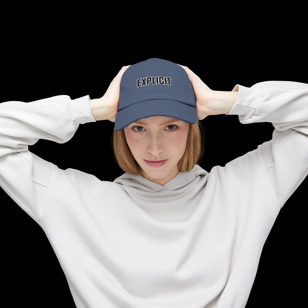 Explicit Distressed Cap: Unisex Casual Streetwear Hat