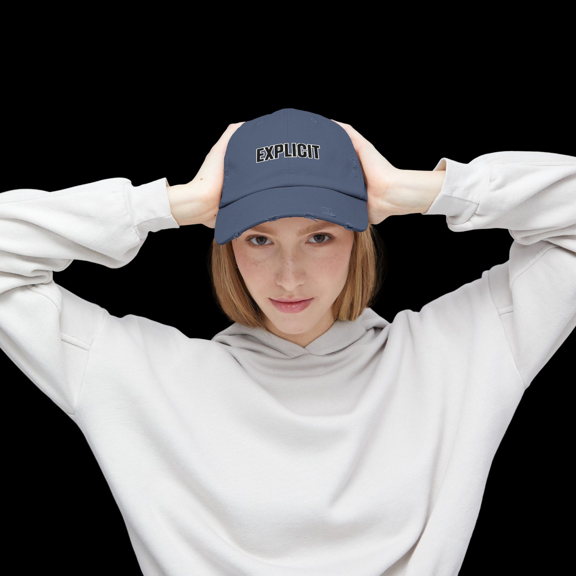 Explicit Distressed Cap: Unisex Casual Streetwear Hat