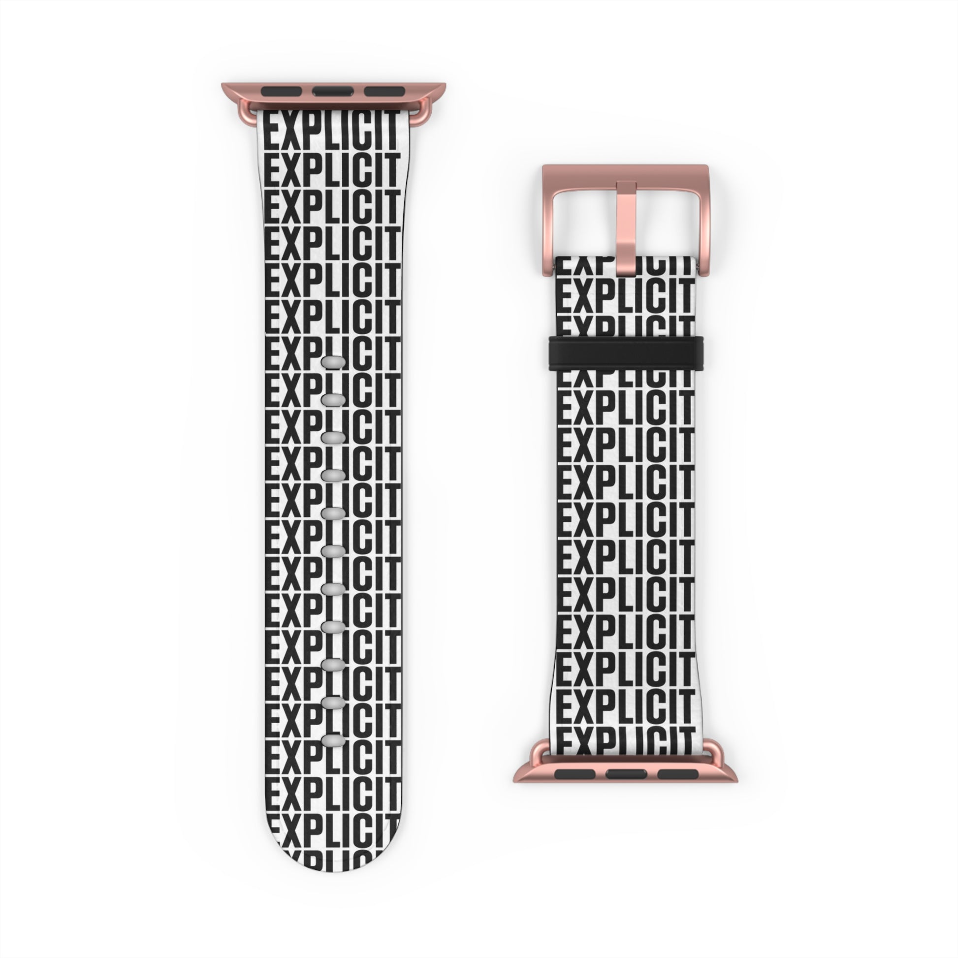 Explicit Watch Band: Faux Leather with "Explicit" Print for Apple Watch