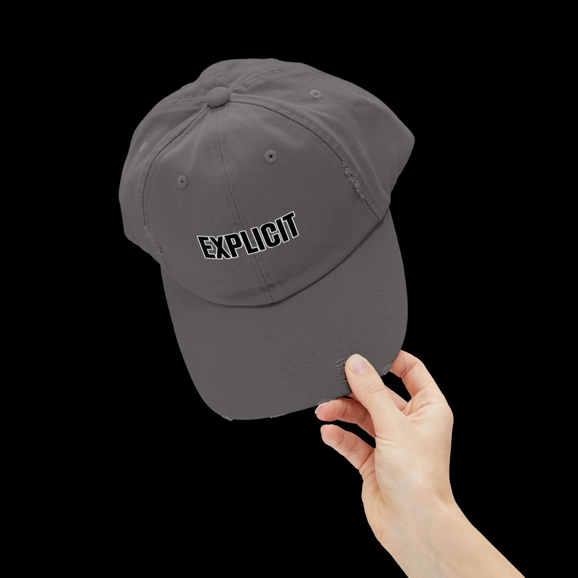 Explicit Distressed Cap: Unisex Casual Streetwear Hat
