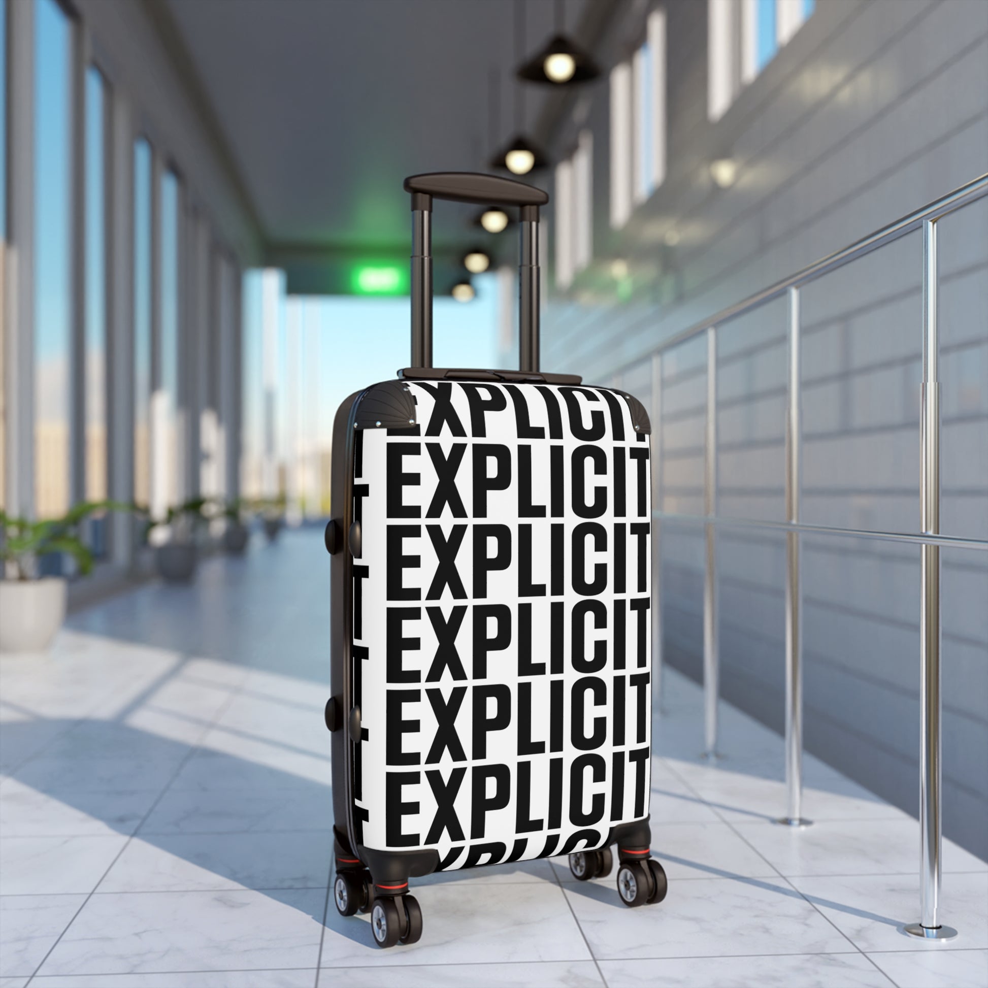 Explicit Suitcase: Vibrant Travel Luggage with "Explicit" Print & Lock