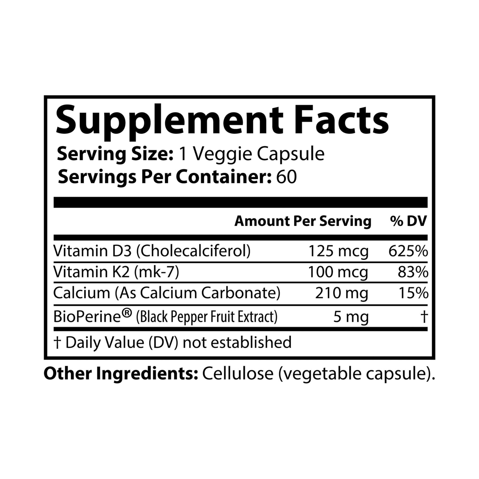 Explicit Energy Vitamin K2 + D3 Supplement: Bone & Heart Health (60 Capsules)