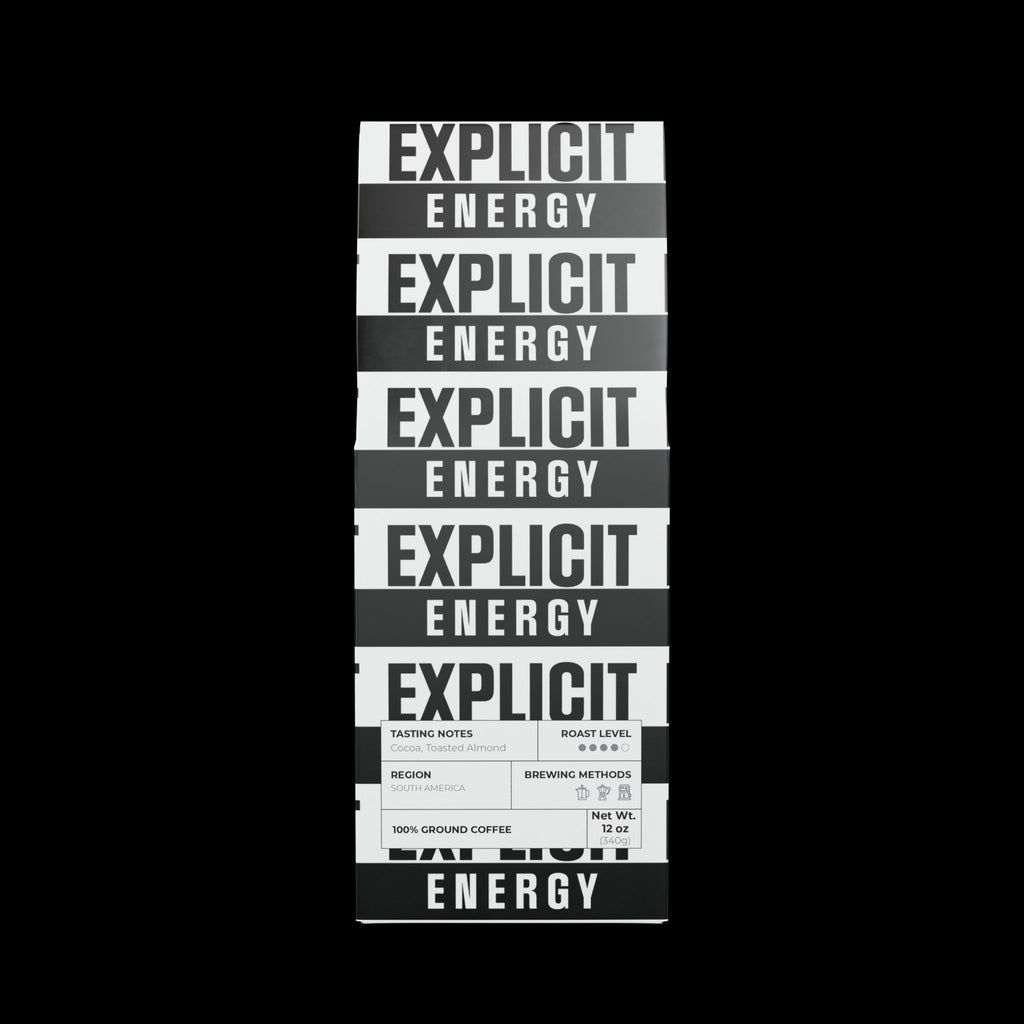Explicit Energy Coffee Blend: Medium-Dark Roast, Bold & Balanced (12oz / 340g)