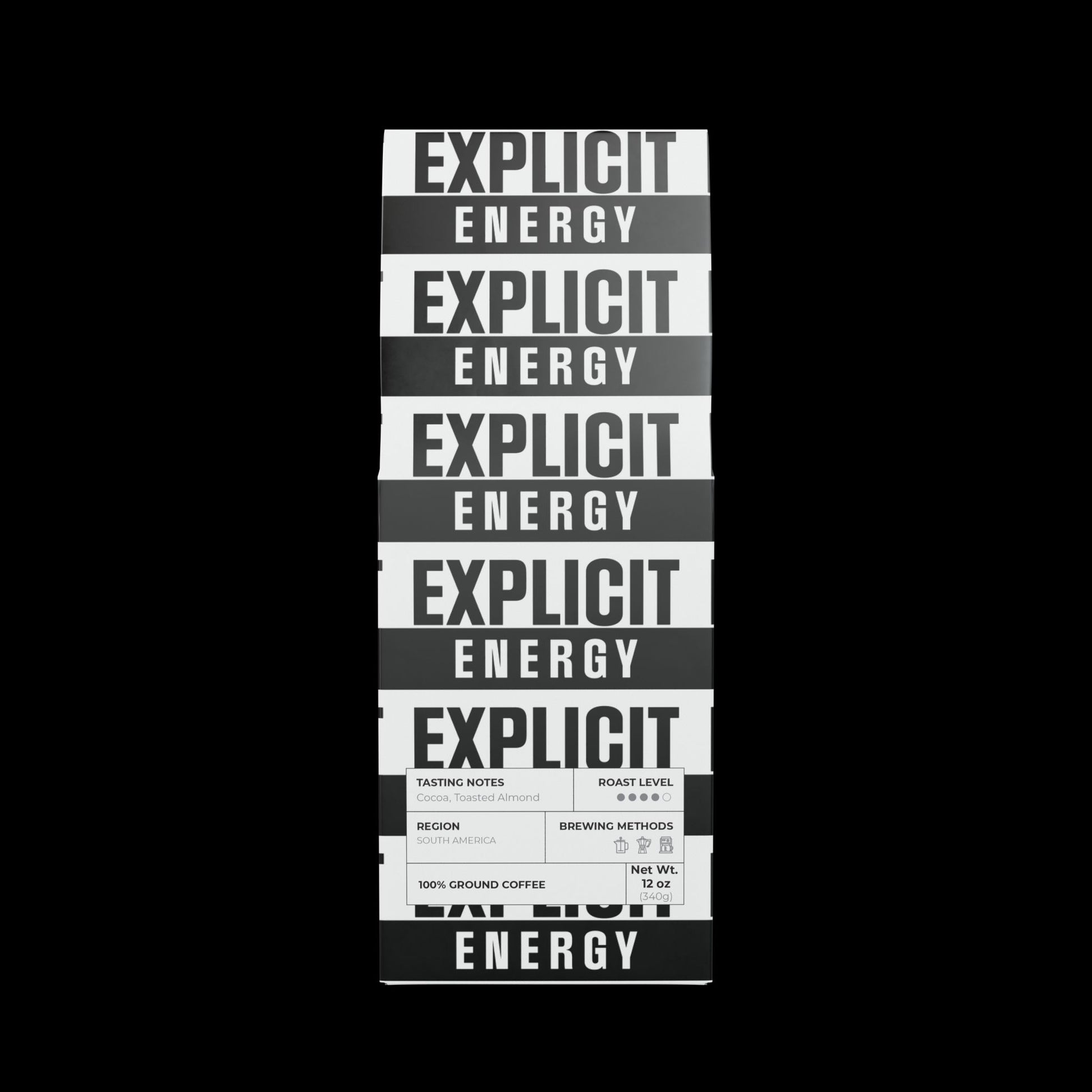 Explicit Energy Coffee Blend: Medium-Dark Roast, Bold & Balanced (12oz / 340g)