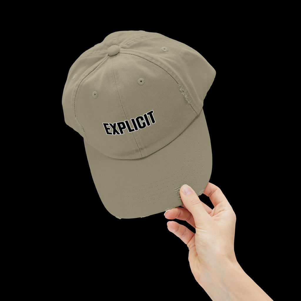 Explicit Distressed Cap: Unisex Casual Streetwear Hat