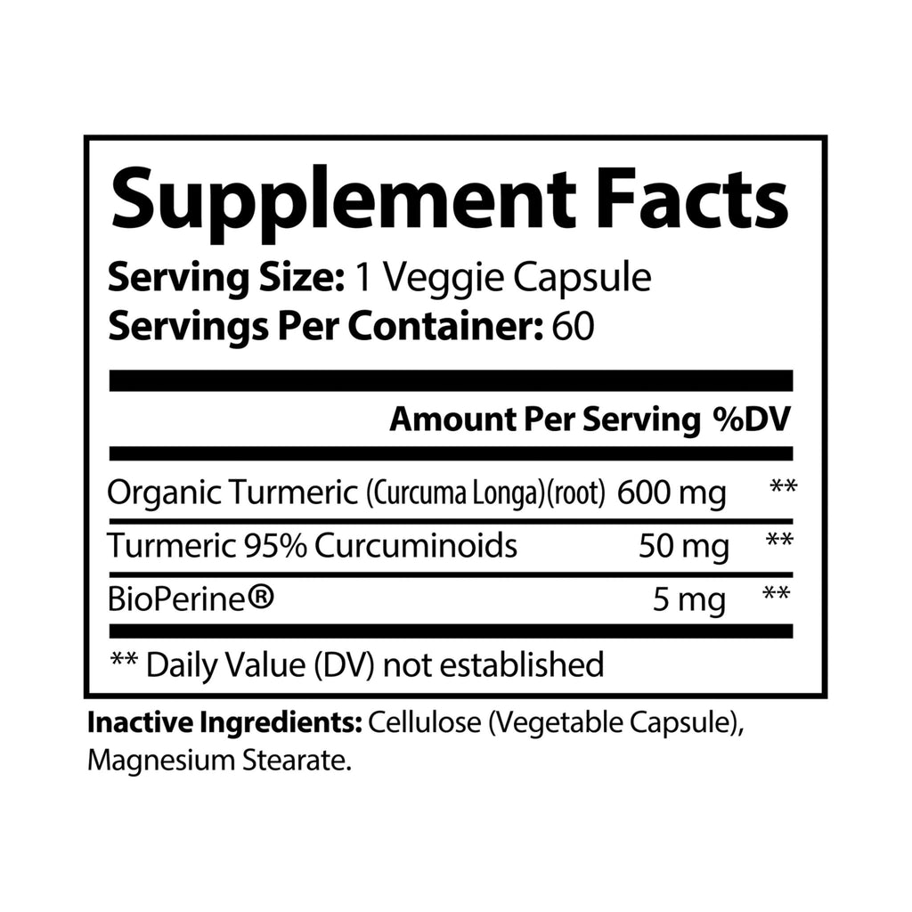 Explicit Energy Turmeric with BioPerine® Supplement: Anti-Inflammatory & Joint Support (60 Capsules)