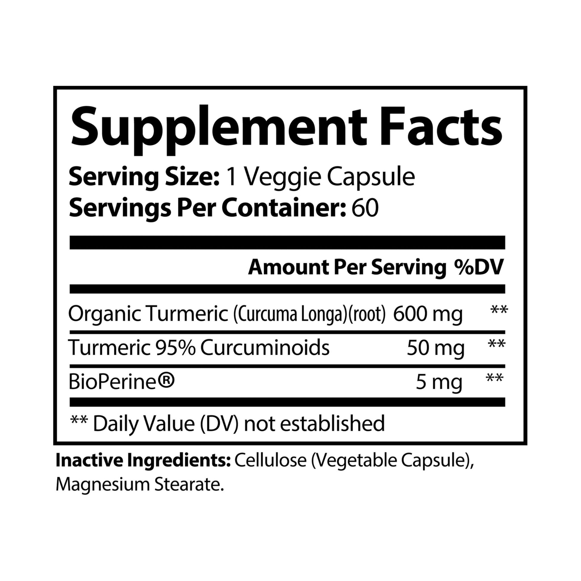 Explicit Energy Turmeric with BioPerine® Supplement: Anti-Inflammatory & Joint Support (60 Capsules)