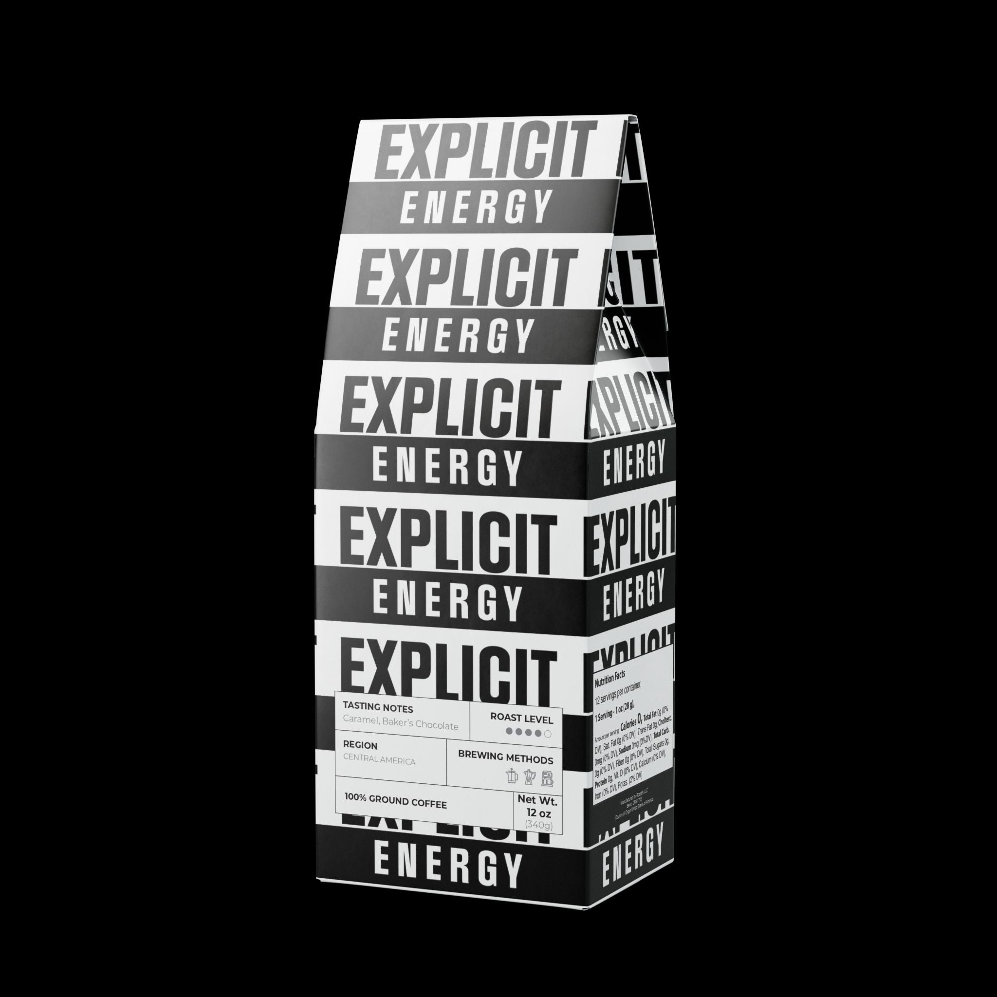 Explicit Energy Medium-Dark Roast Blend: Regular, Medium-Dark Roast, Rich & Robust (12oz / 340g)