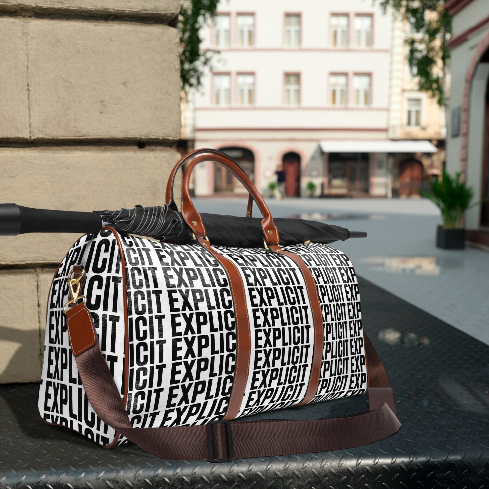 Explicit Travel Bag: Waterproof Duffel with All-Over Print for Weekends & Gym