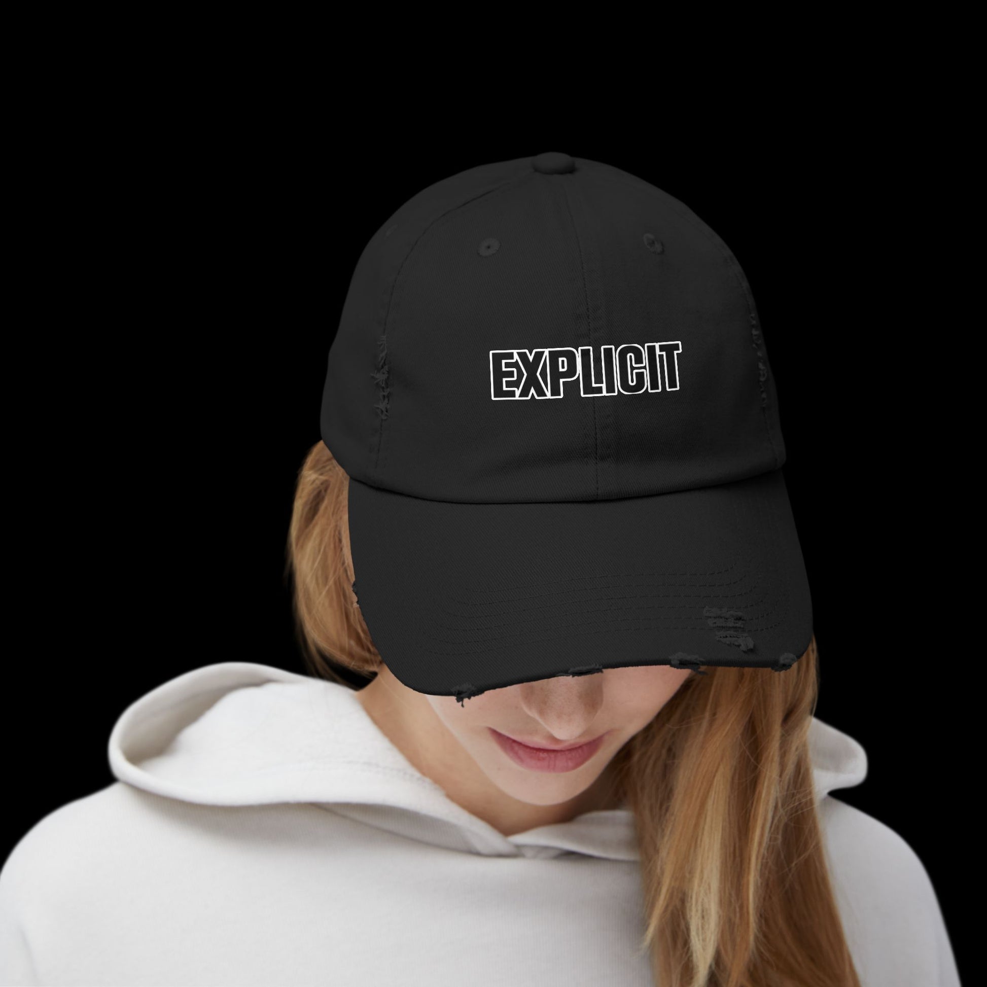 Explicit Distressed Cap: Unisex Casual Streetwear Hat