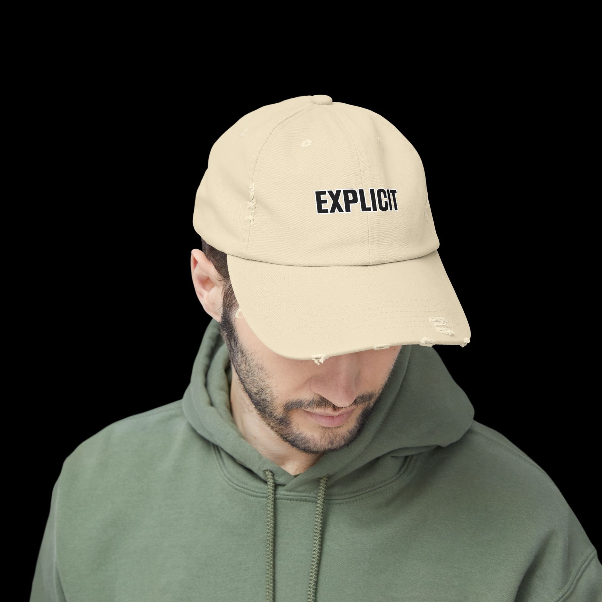 Explicit Distressed Cap: Unisex Casual Streetwear Hat