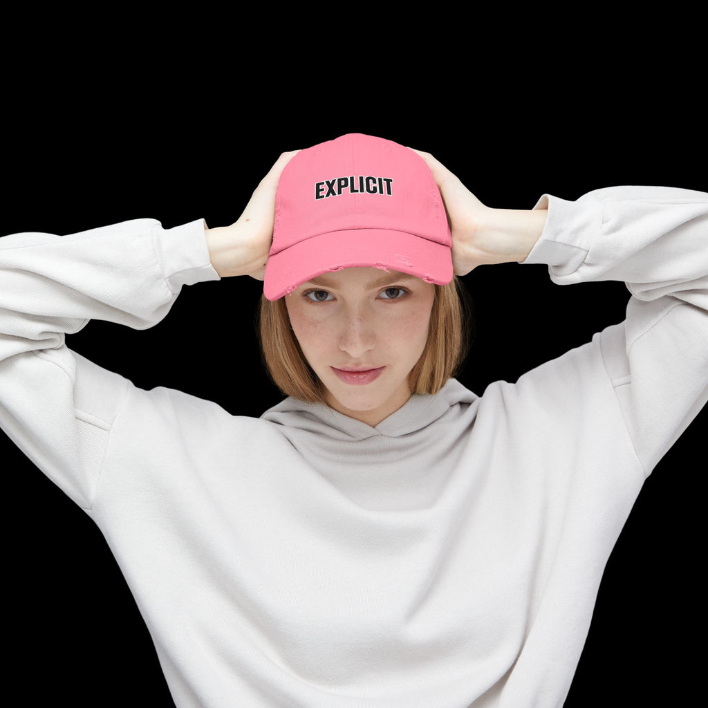 Explicit Distressed Cap: Unisex Casual Streetwear Hat