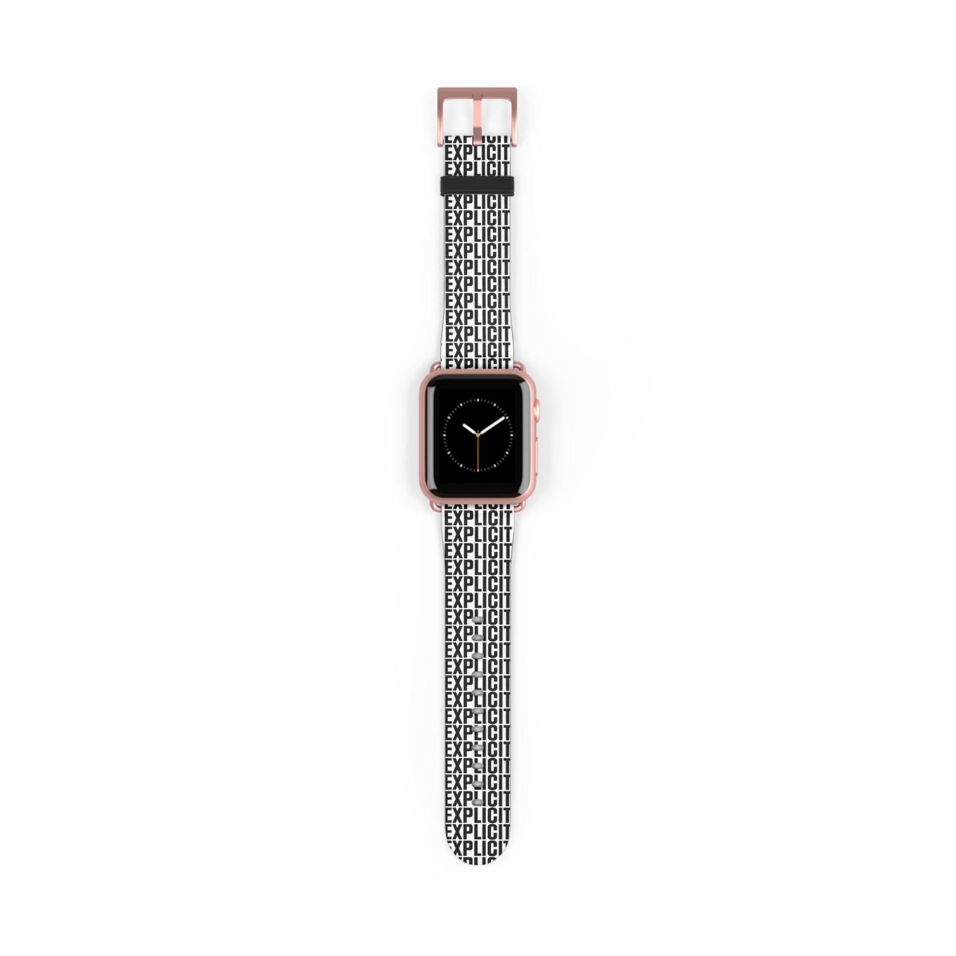 Explicit Watch Band: Faux Leather with "Explicit" Print for Apple Watch