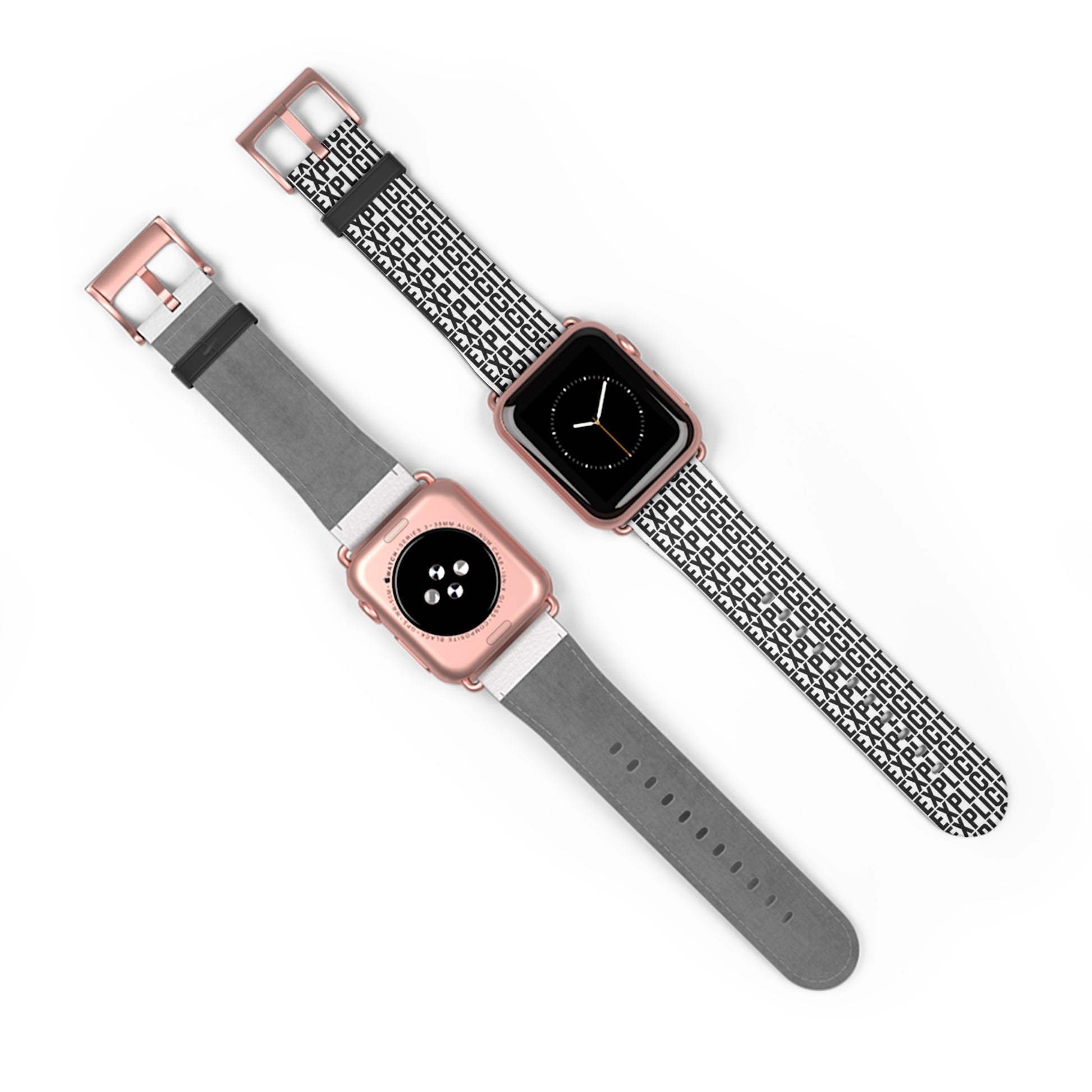 Explicit Watch Band: Faux Leather with "Explicit" Print for Apple Watch
