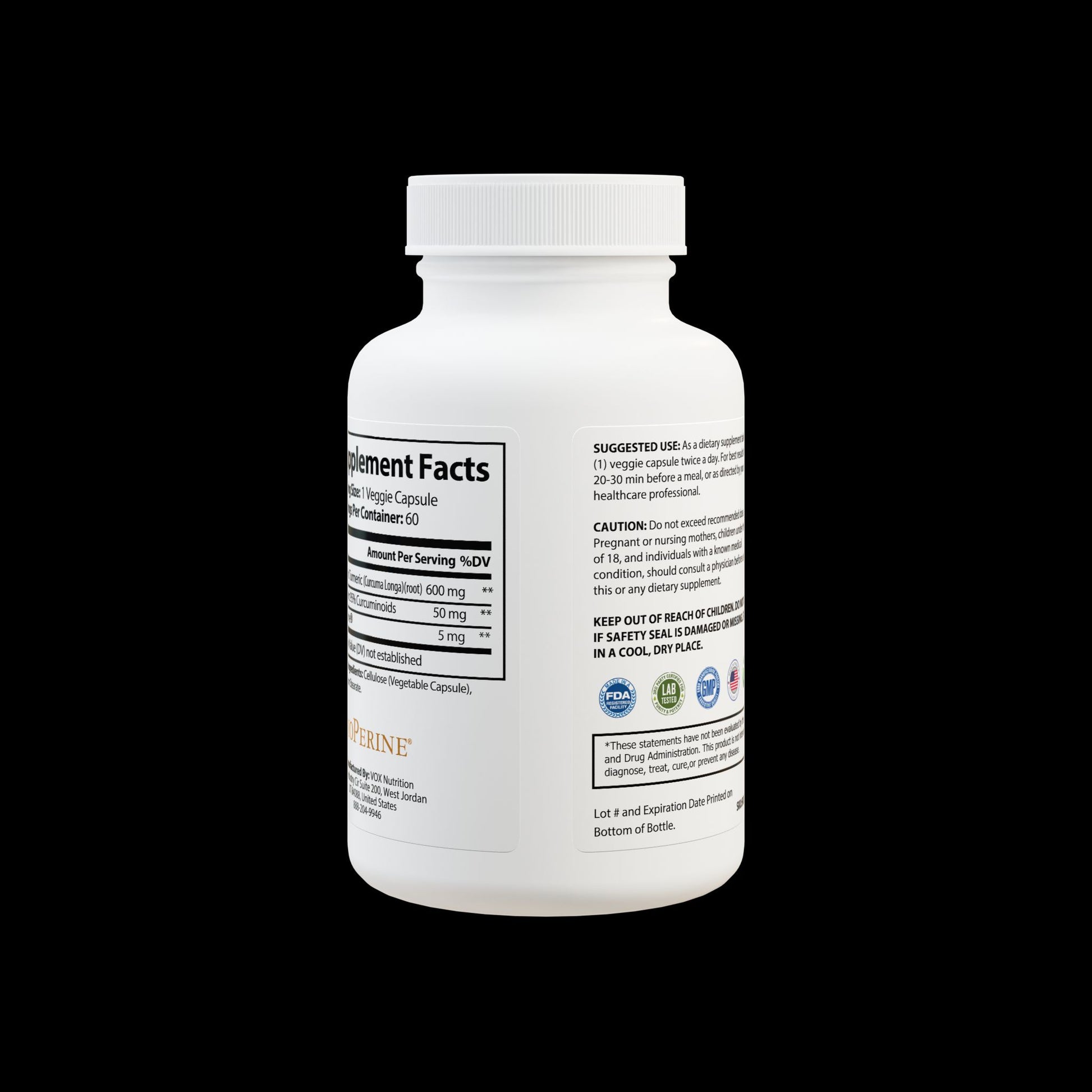 Explicit Energy Turmeric with BioPerine® Supplement: Anti-Inflammatory & Joint Support (60 Capsules)