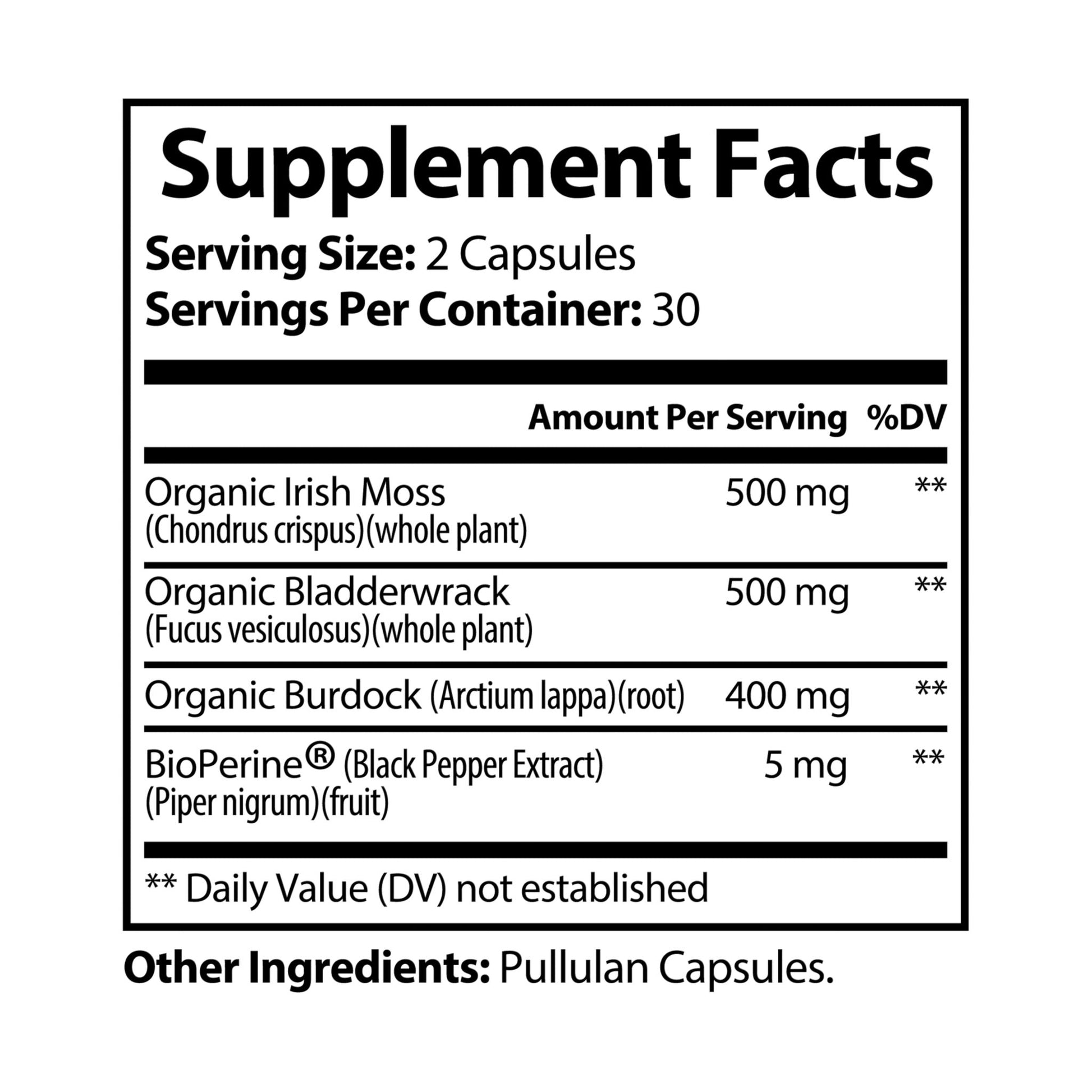 Explicit Energy Organic Sea Moss Complex: 92+ Vitamins & Minerals for Vitality (60 Capsules)