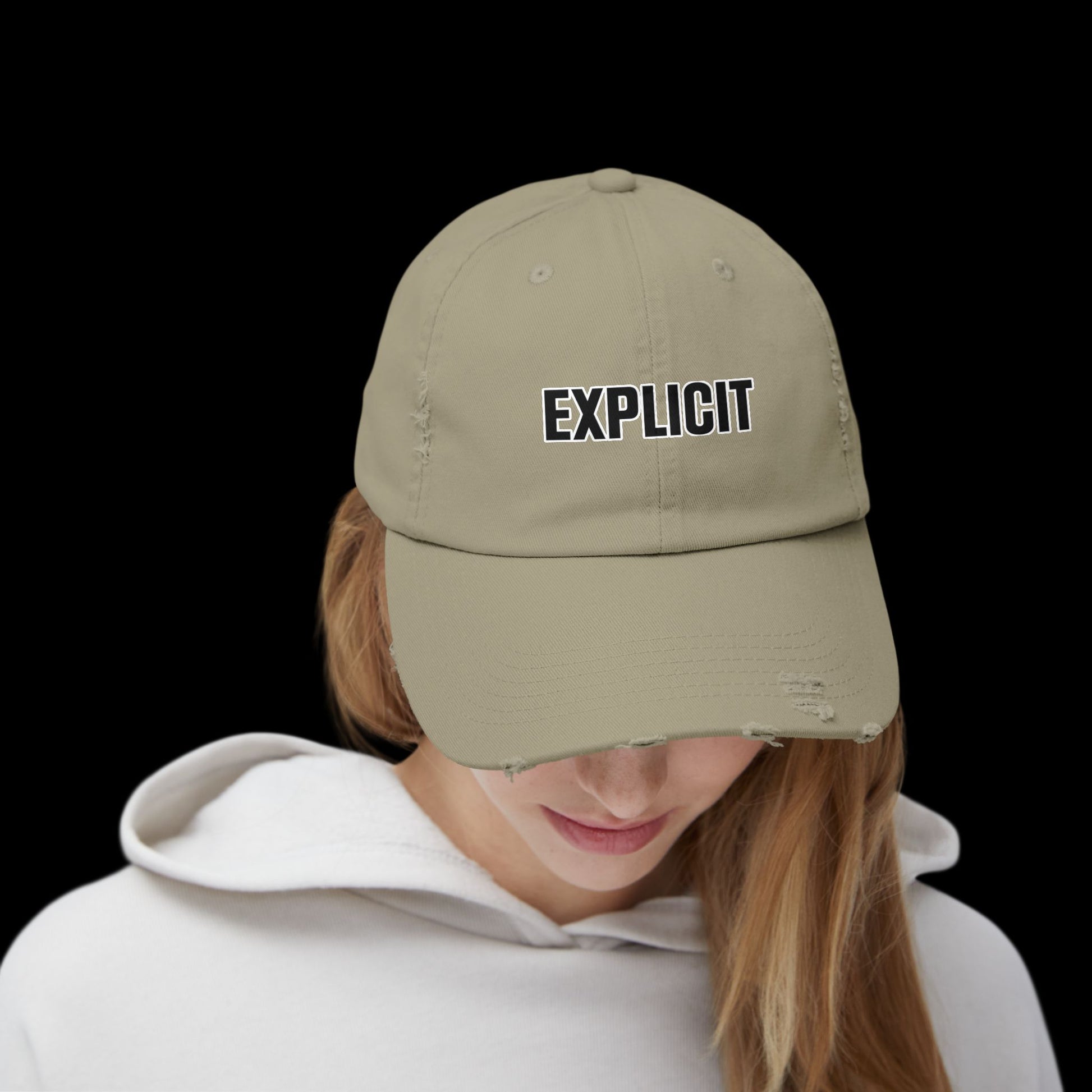 Explicit Distressed Cap: Unisex Casual Streetwear Hat