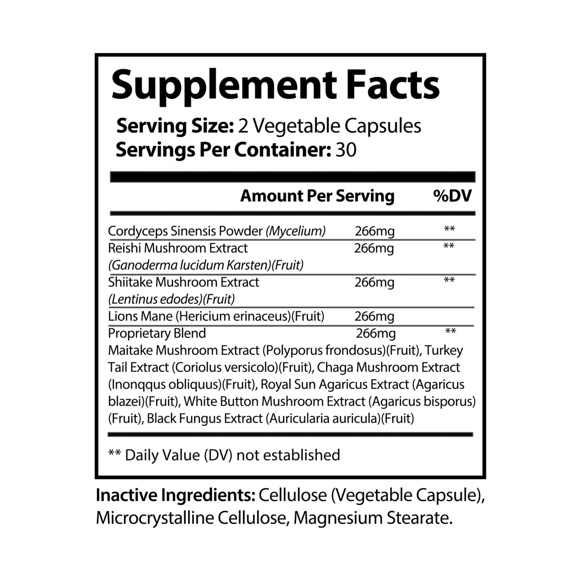 Explicit Energy Mushroom Blend Supplement: Immune & Cognitive Support (60 Capsules)