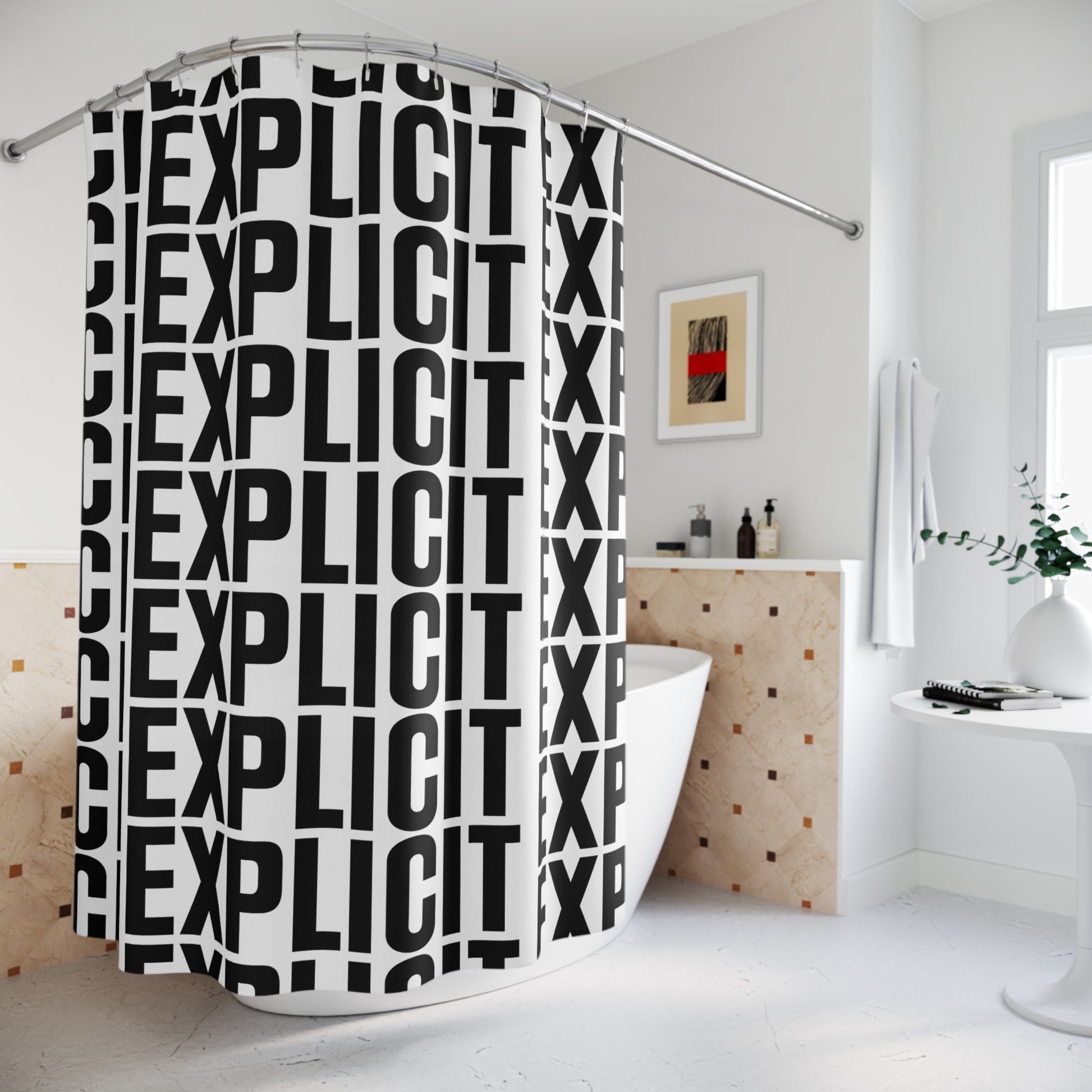 Explicit Shower Curtain: Modern Decor for a Unique Bathroom