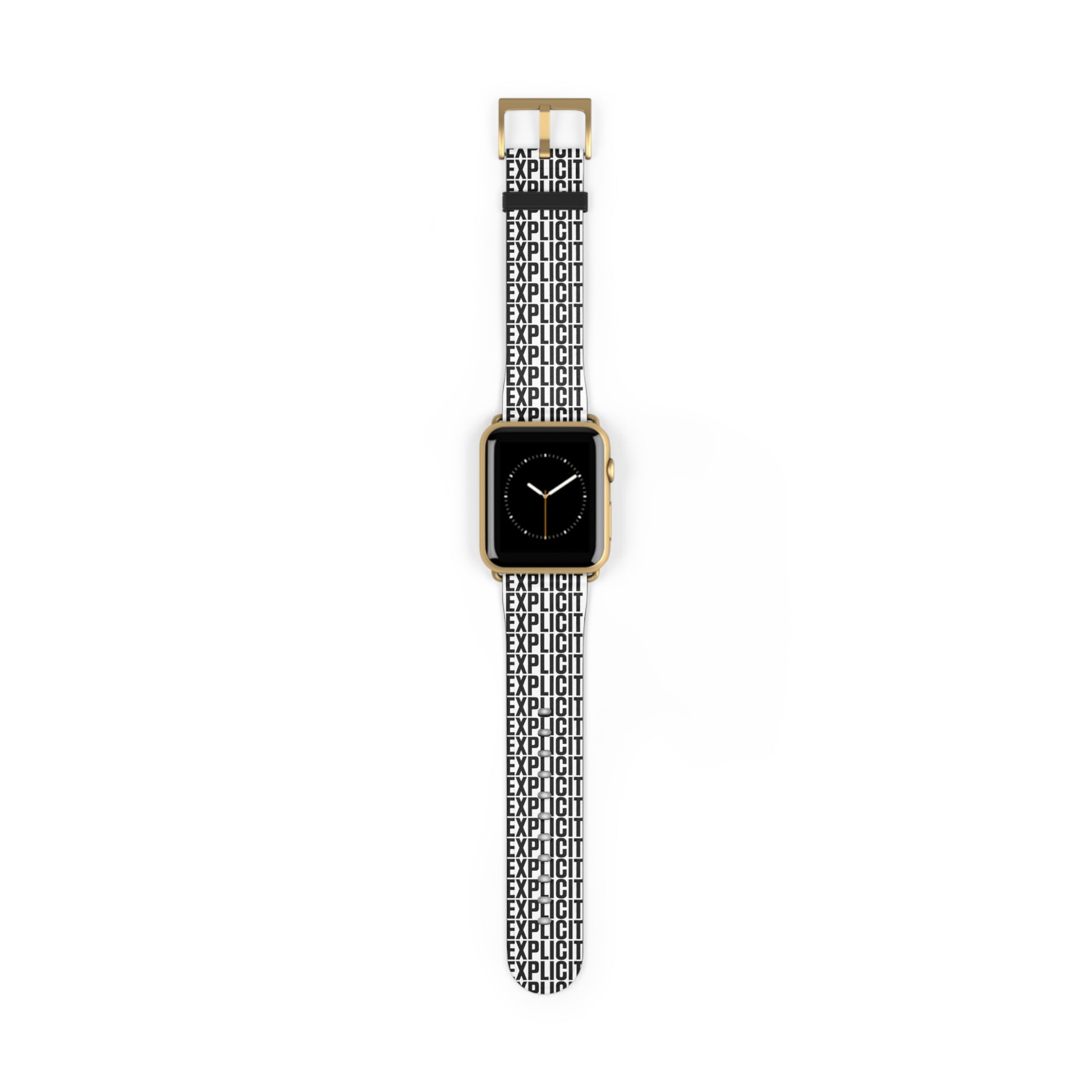 Explicit Watch Band: Faux Leather with "Explicit" Print for Apple Watch
