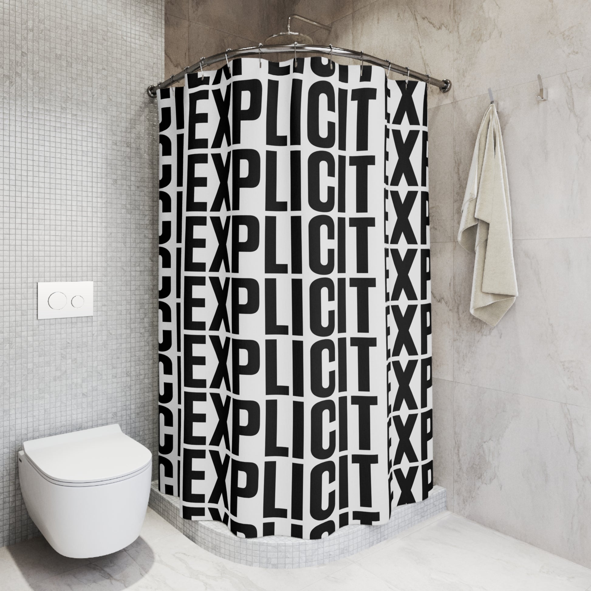 Explicit Shower Curtain: Modern Decor for a Unique Bathroom