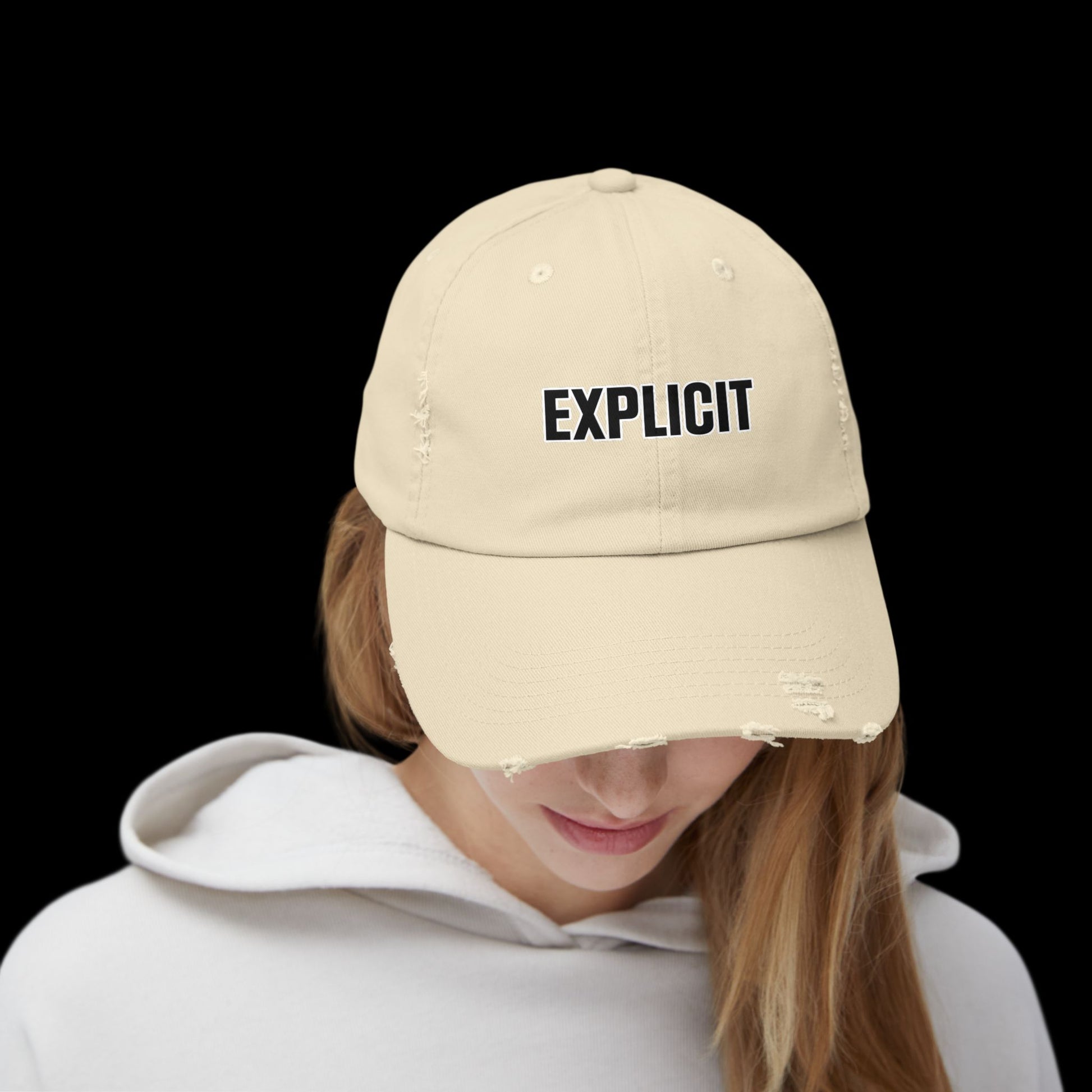 Explicit Distressed Cap: Unisex Casual Streetwear Hat