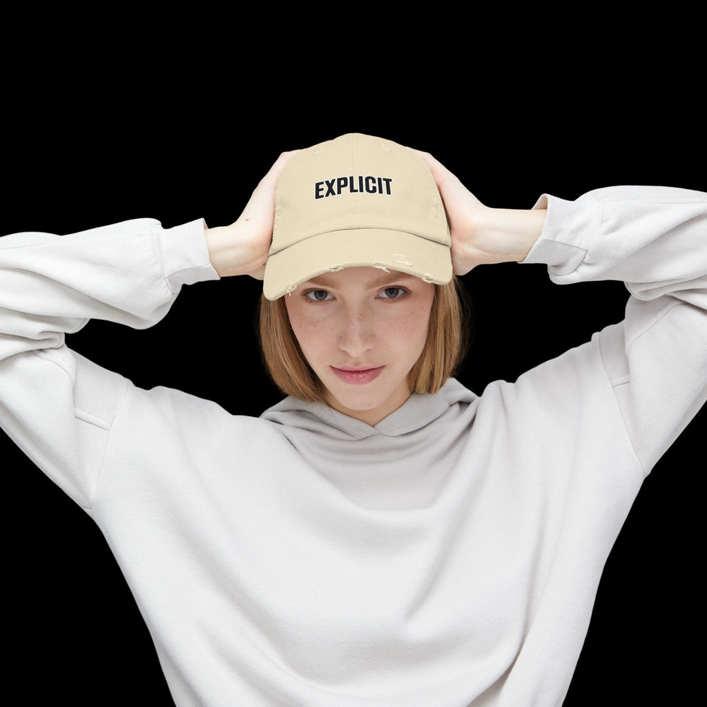 Explicit Distressed Cap: Unisex Casual Streetwear Hat