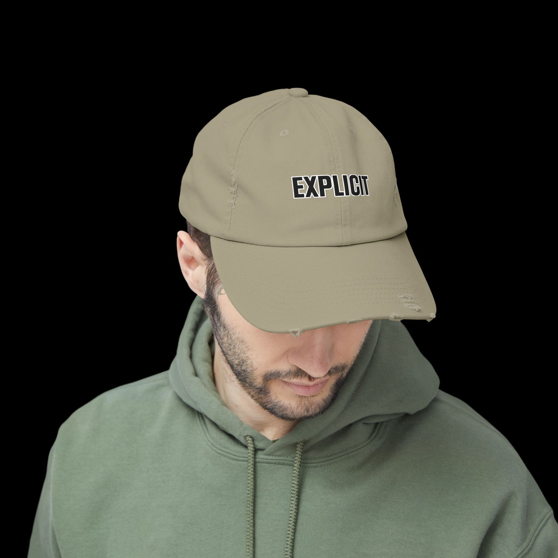 Explicit Distressed Cap: Unisex Casual Streetwear Hat