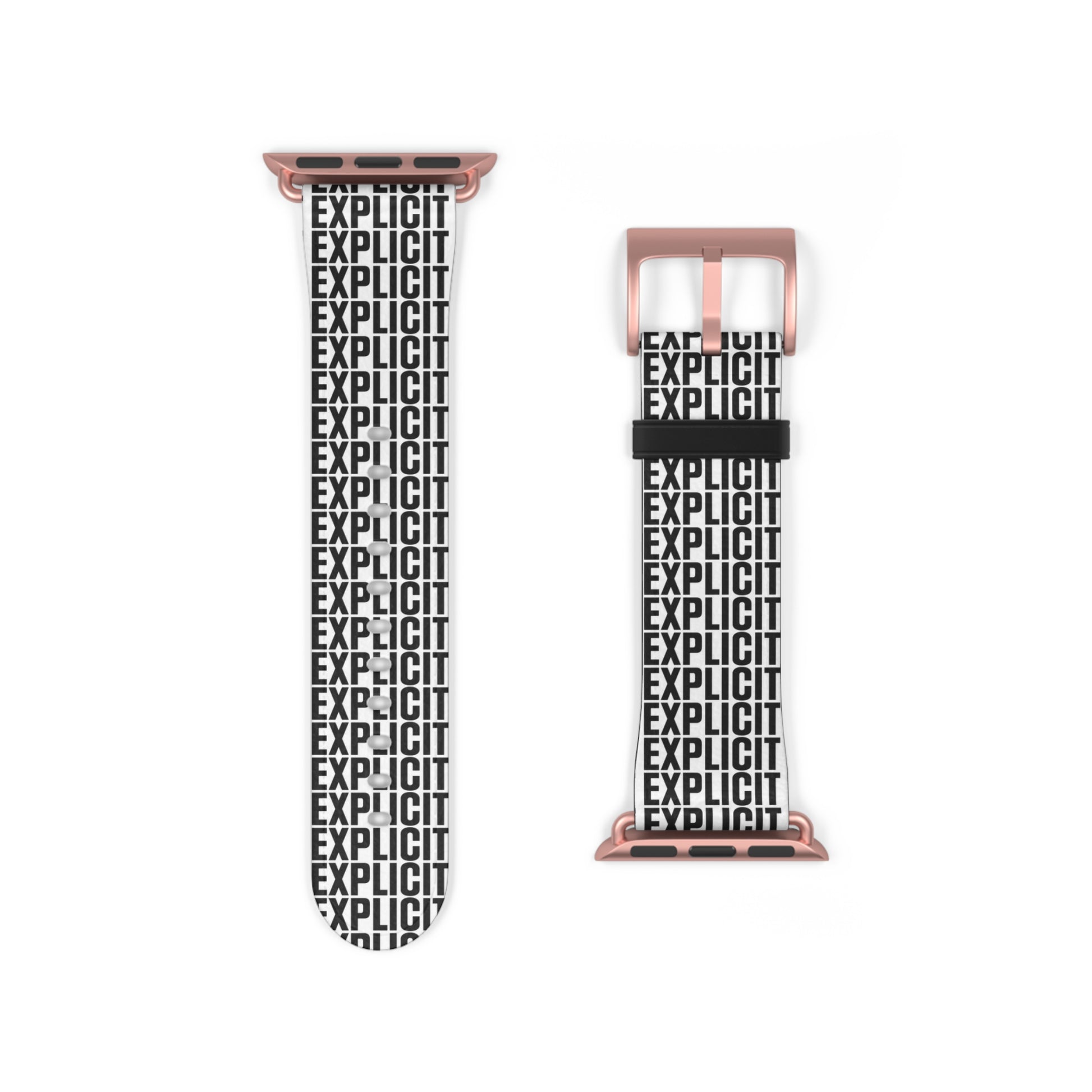 Explicit Watch Band: Faux Leather with "Explicit" Print for Apple Watch