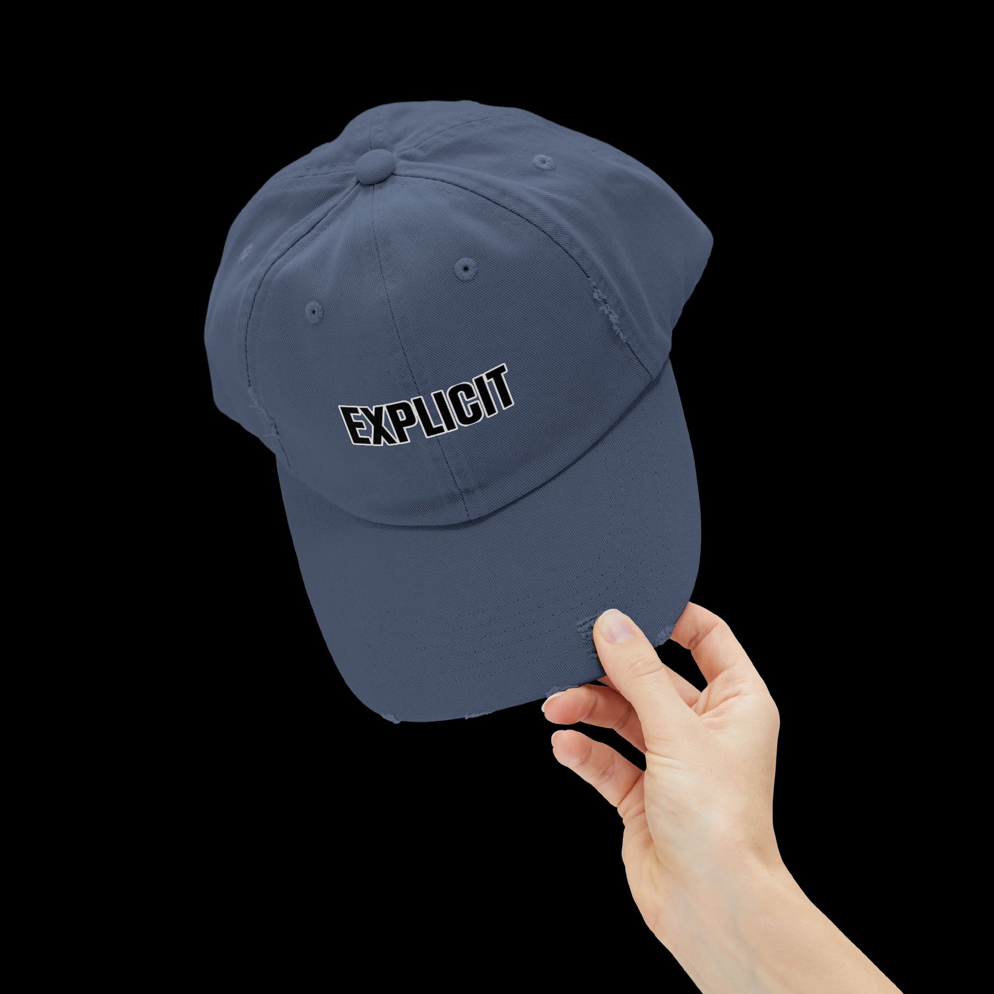 Explicit Distressed Cap: Unisex Casual Streetwear Hat