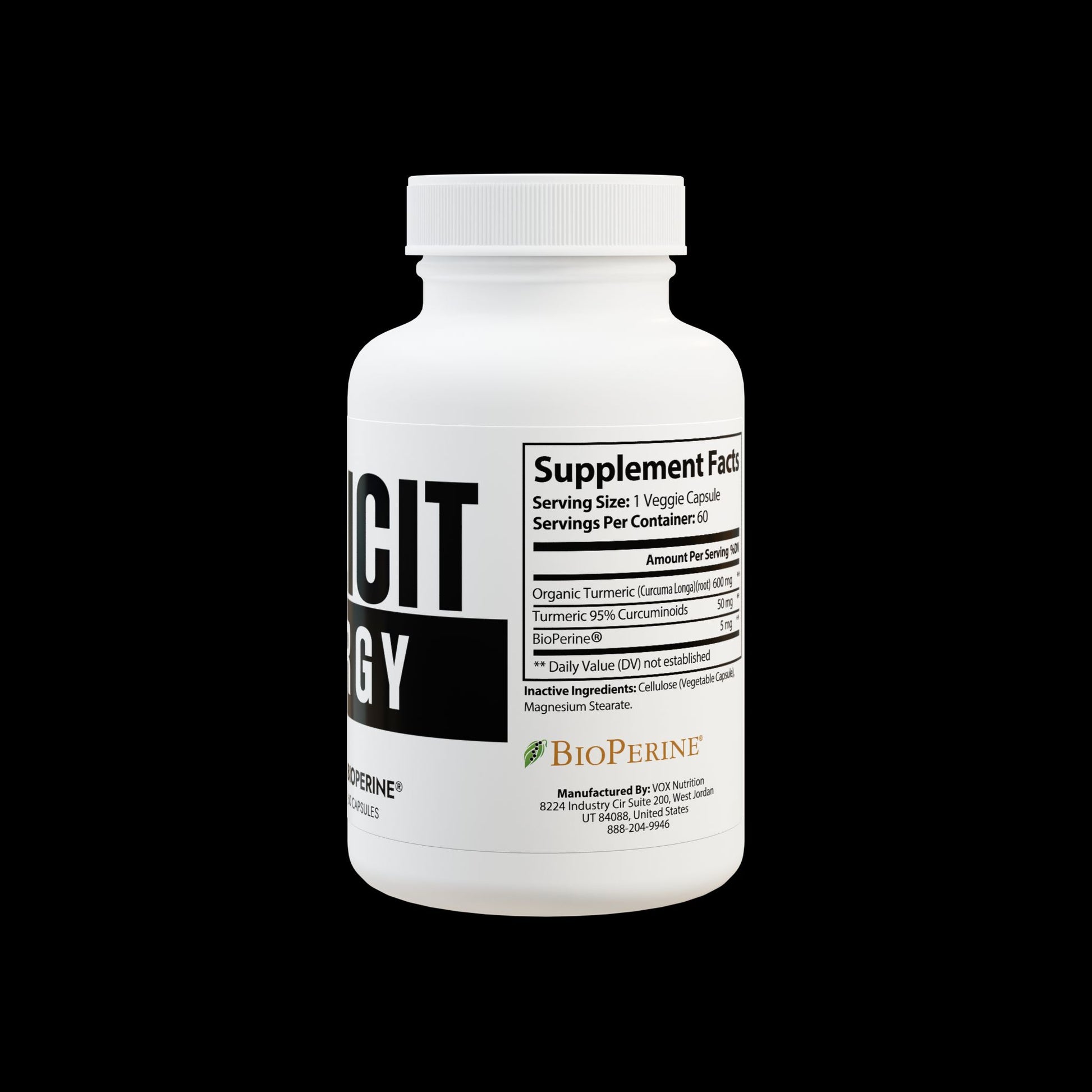 Explicit Energy Turmeric with BioPerine® Supplement: Anti-Inflammatory & Joint Support (60 Capsules)