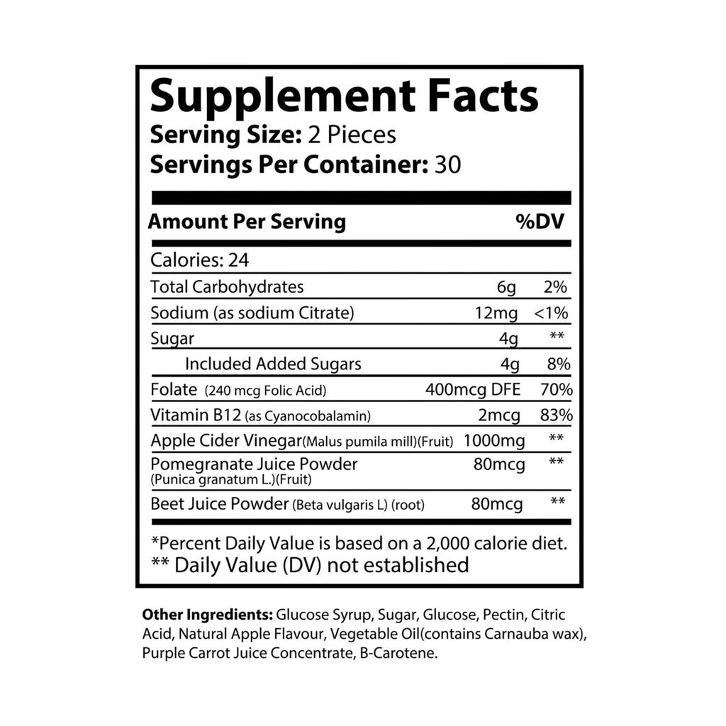 Explicit Energy Apple Cider Vinegar Gummies: Detox & Digestion (60 Count)